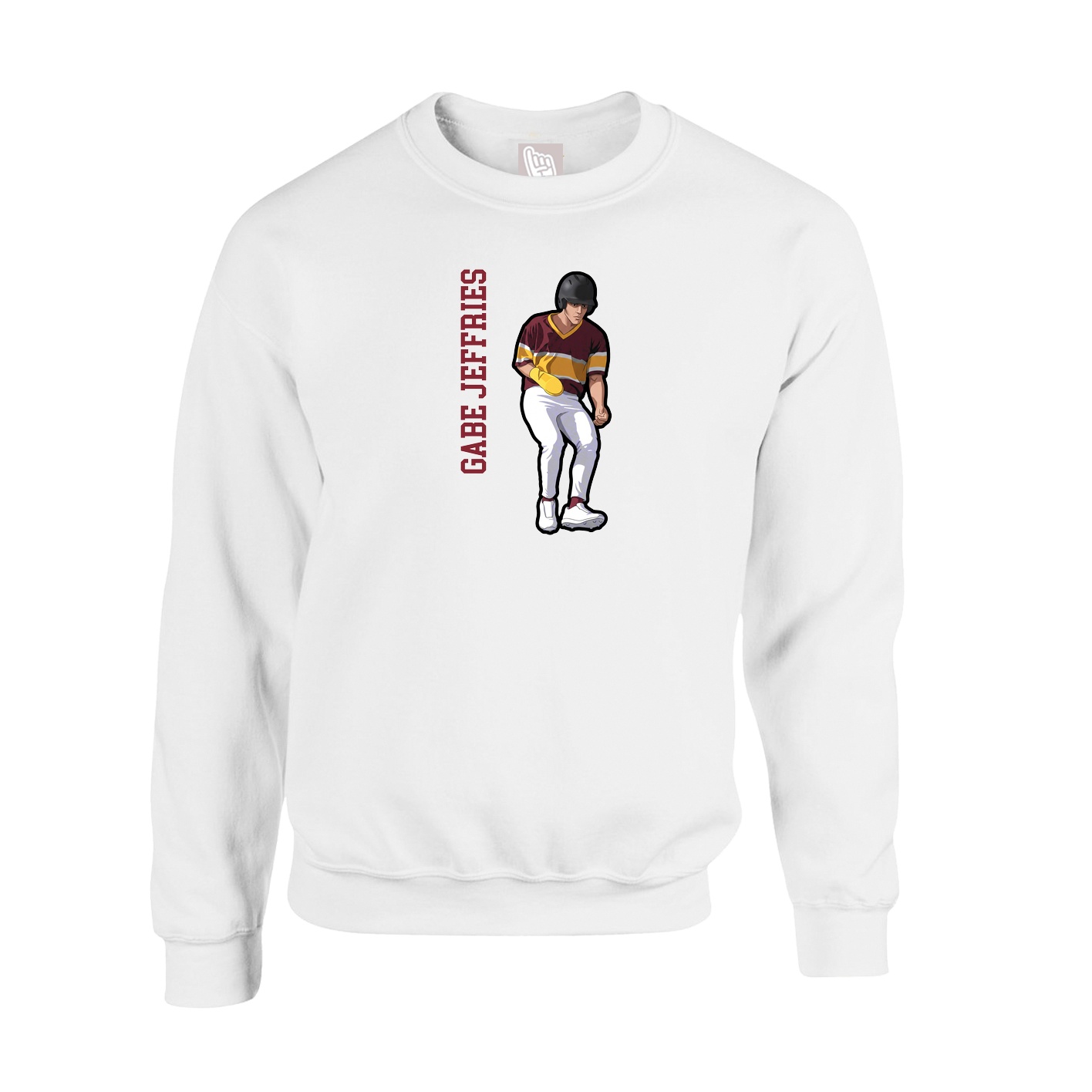 Fleece Crew — Name Vertical in White