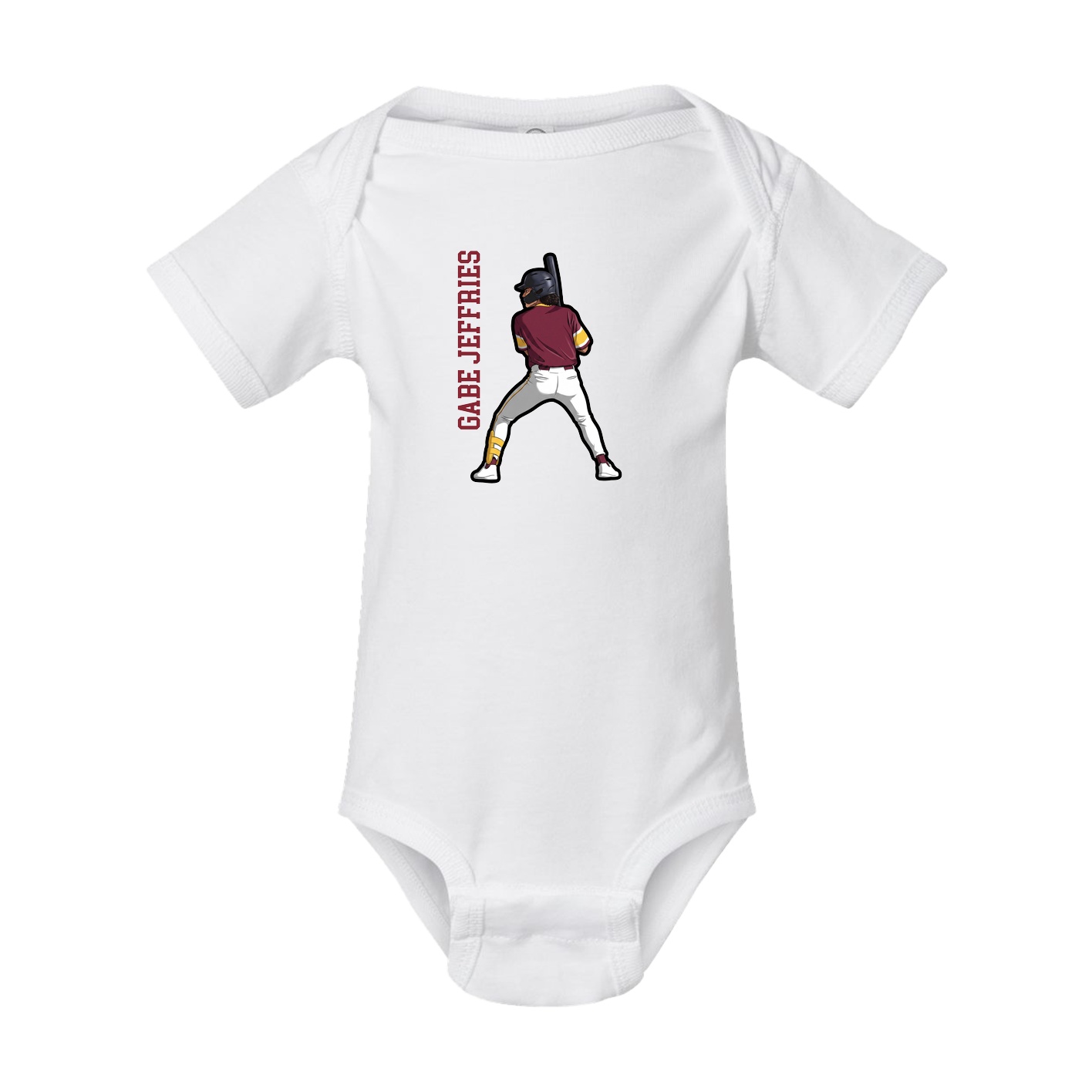 Baby Onesie — Name Vertical in White