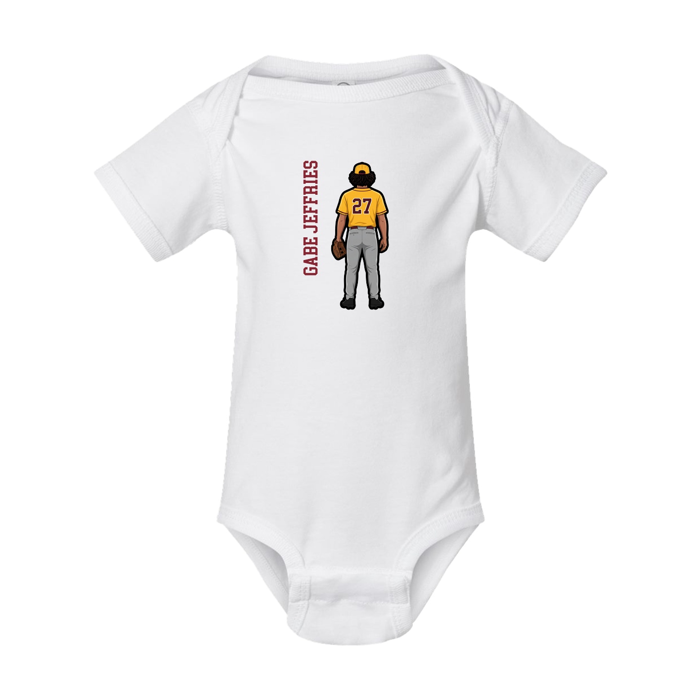 Baby Onesie — Name Vertical in White