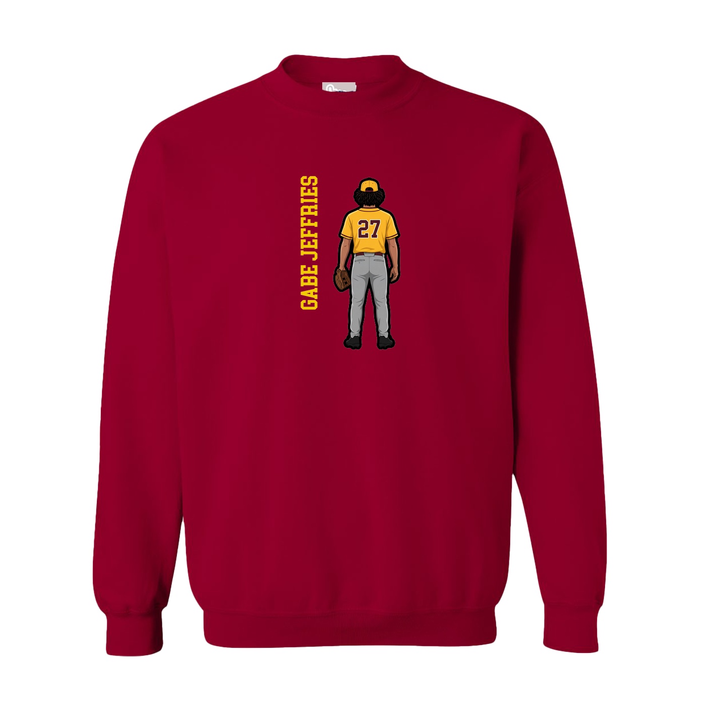 Fleece Crew — Name Vertical in Cardinal