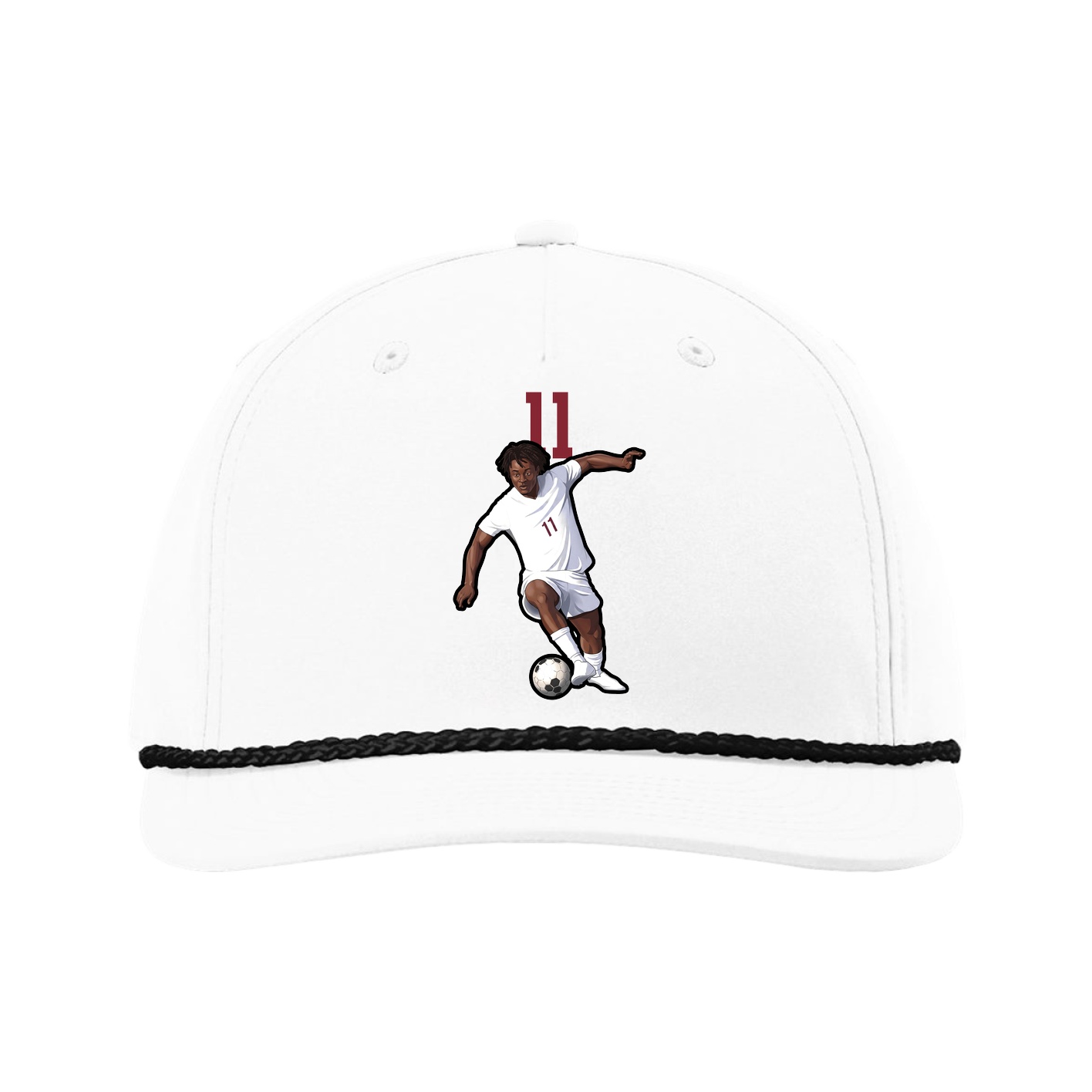 Five-Panel Classic Rope Cap — Number Top in White