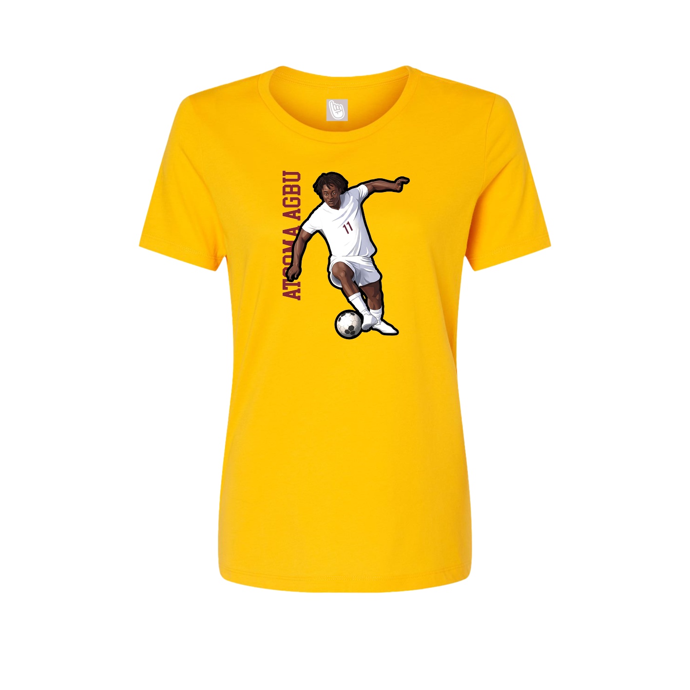 Fitted Women's Tee — Name Vertical in Gold