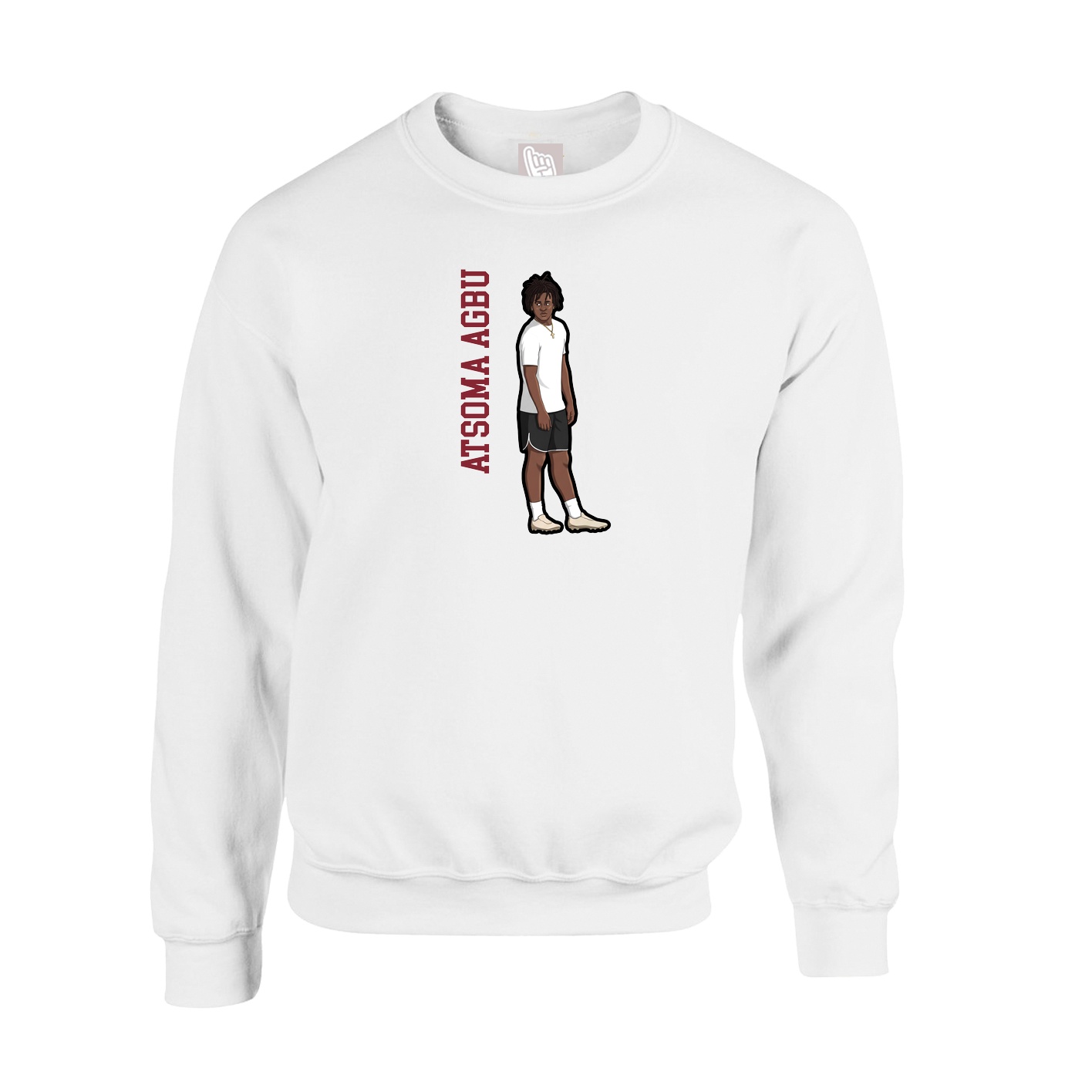 Fleece Crew — Name Vertical in White