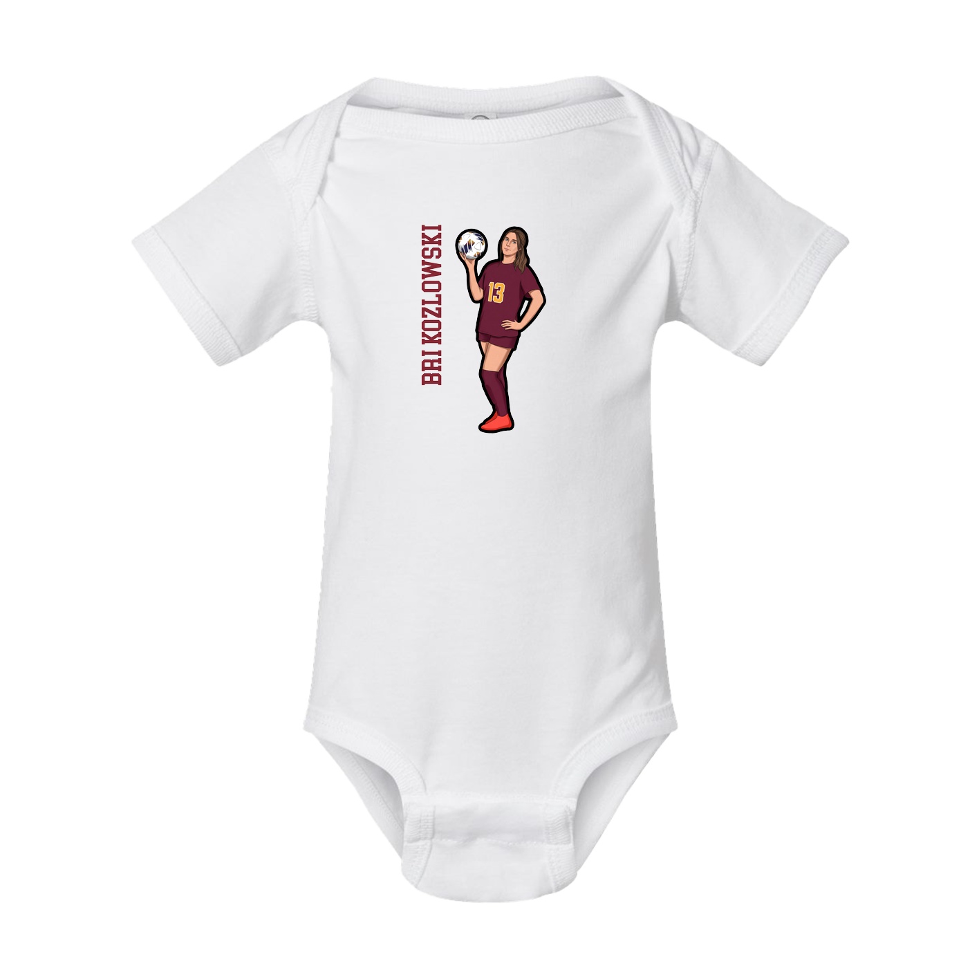 Baby Onesie — Name Vertical in White