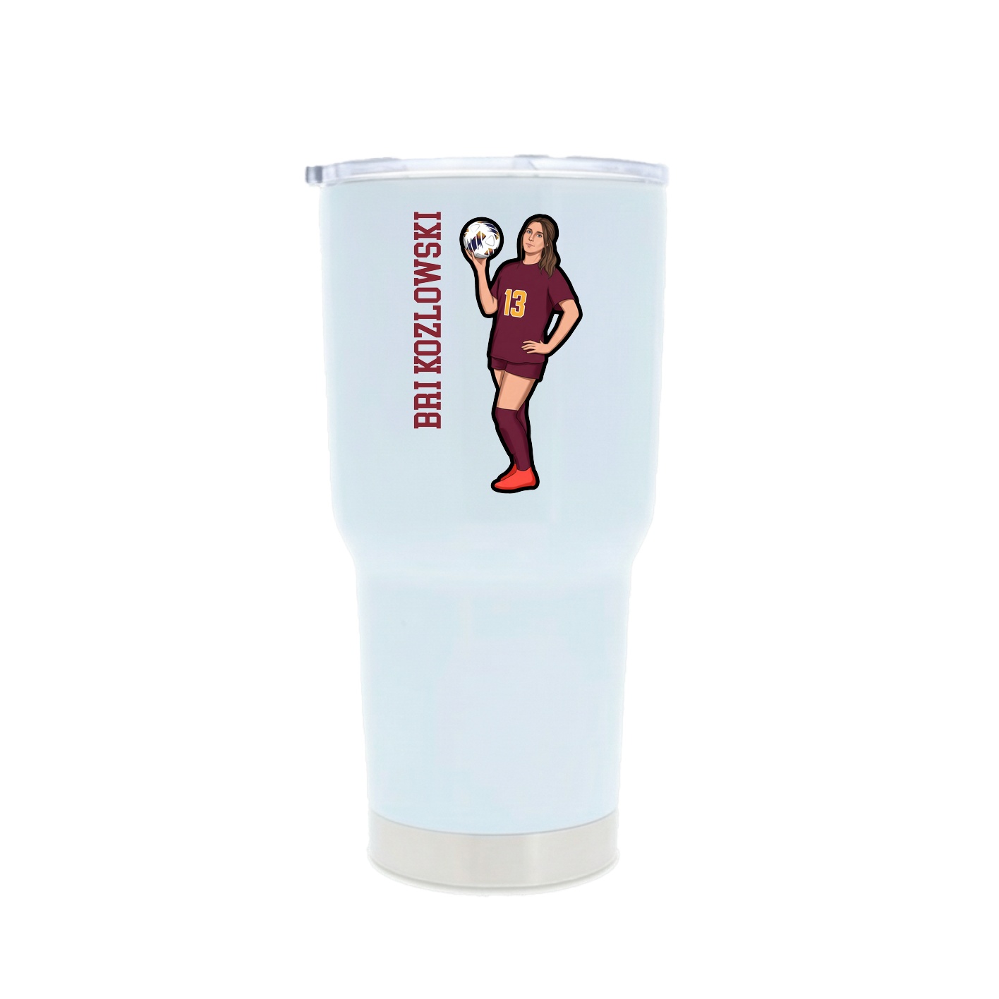 30oz Stainless Steel Tumbler — Name Vertical in White