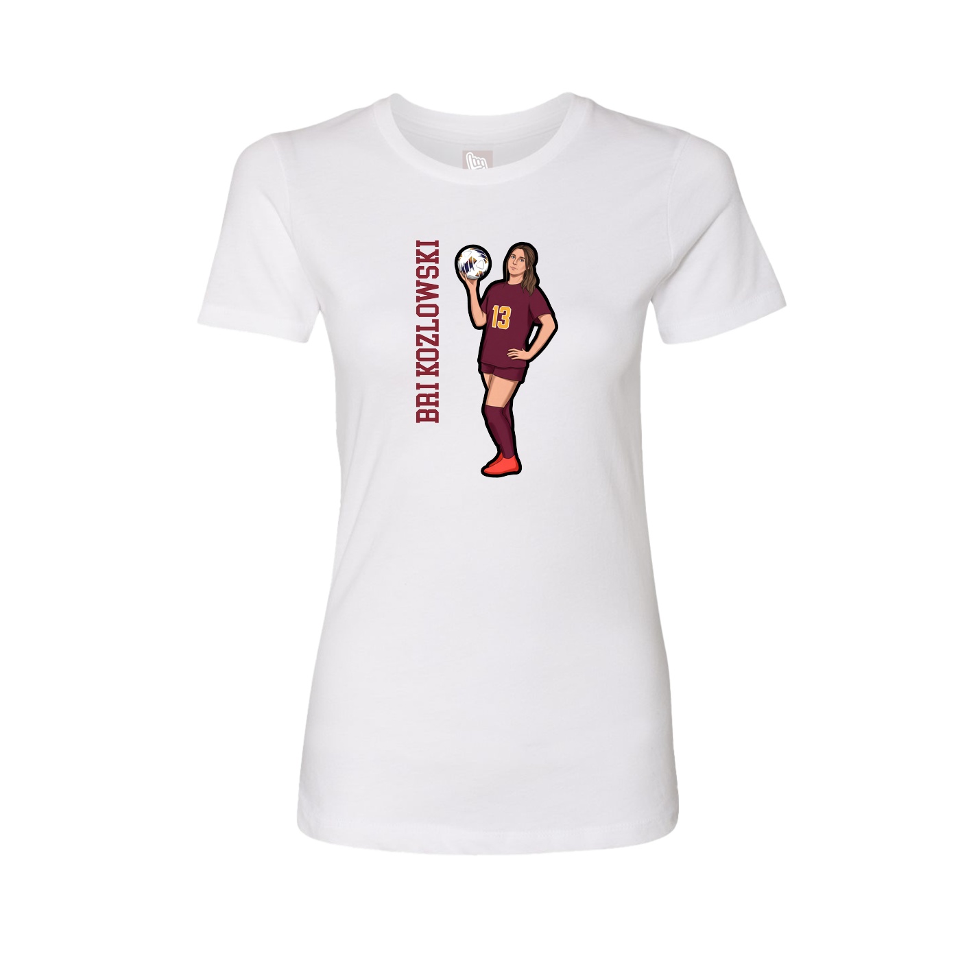 Fitted Women's Tee — Name Vertical in White