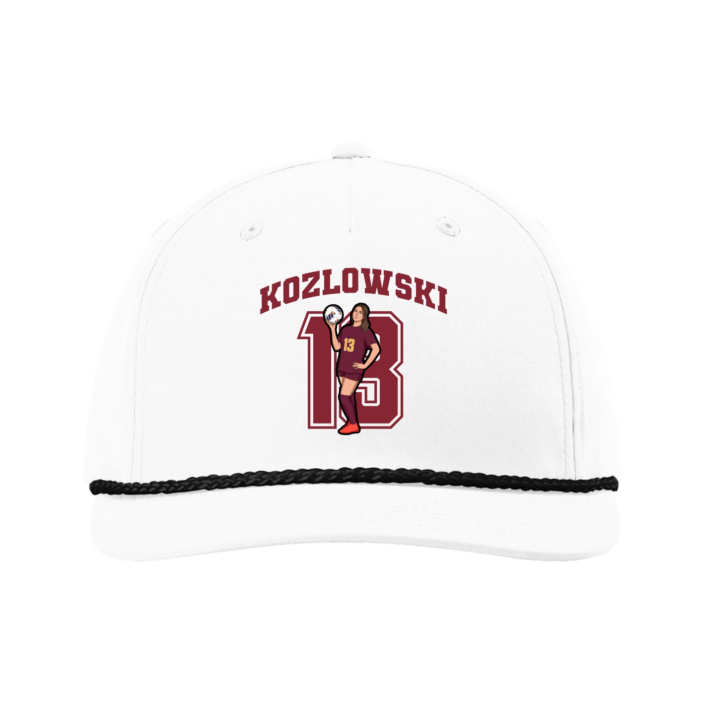 Five-Panel Classic Rope Cap — Number in White