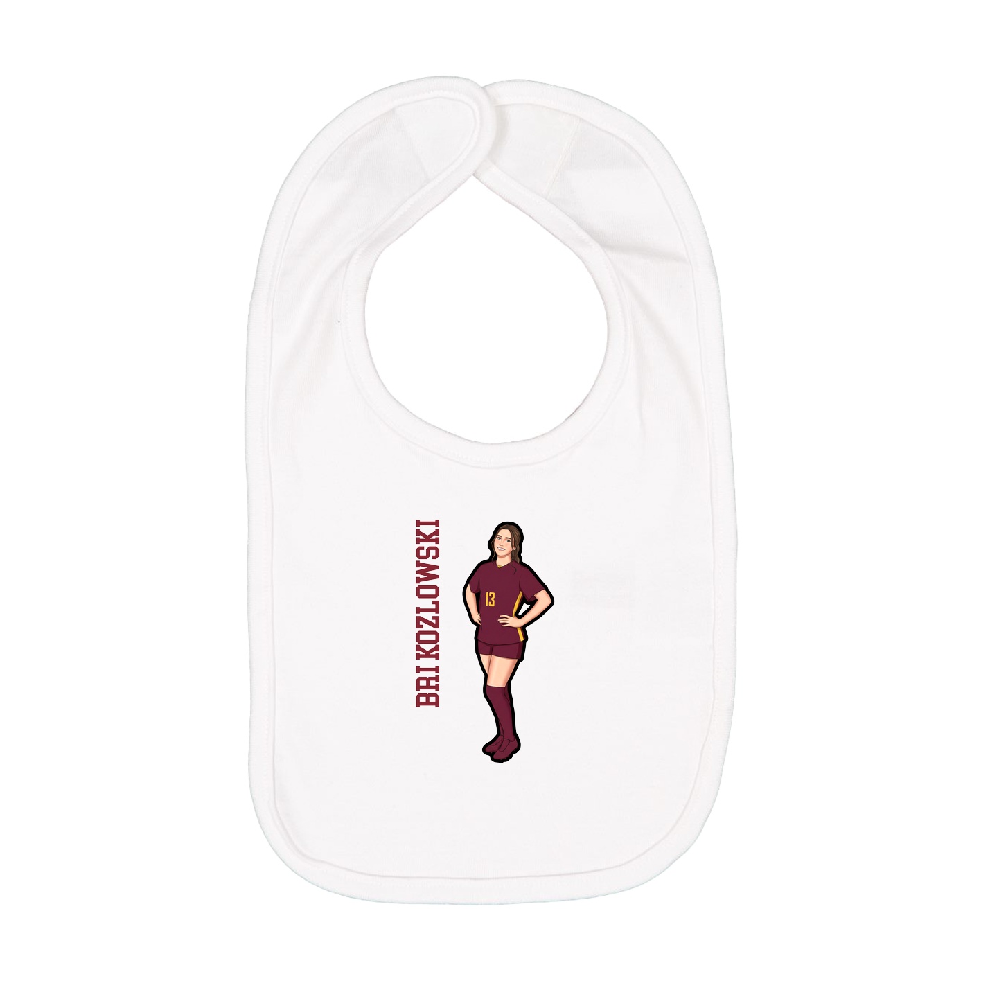 Infant Bib — Name Vertical in White