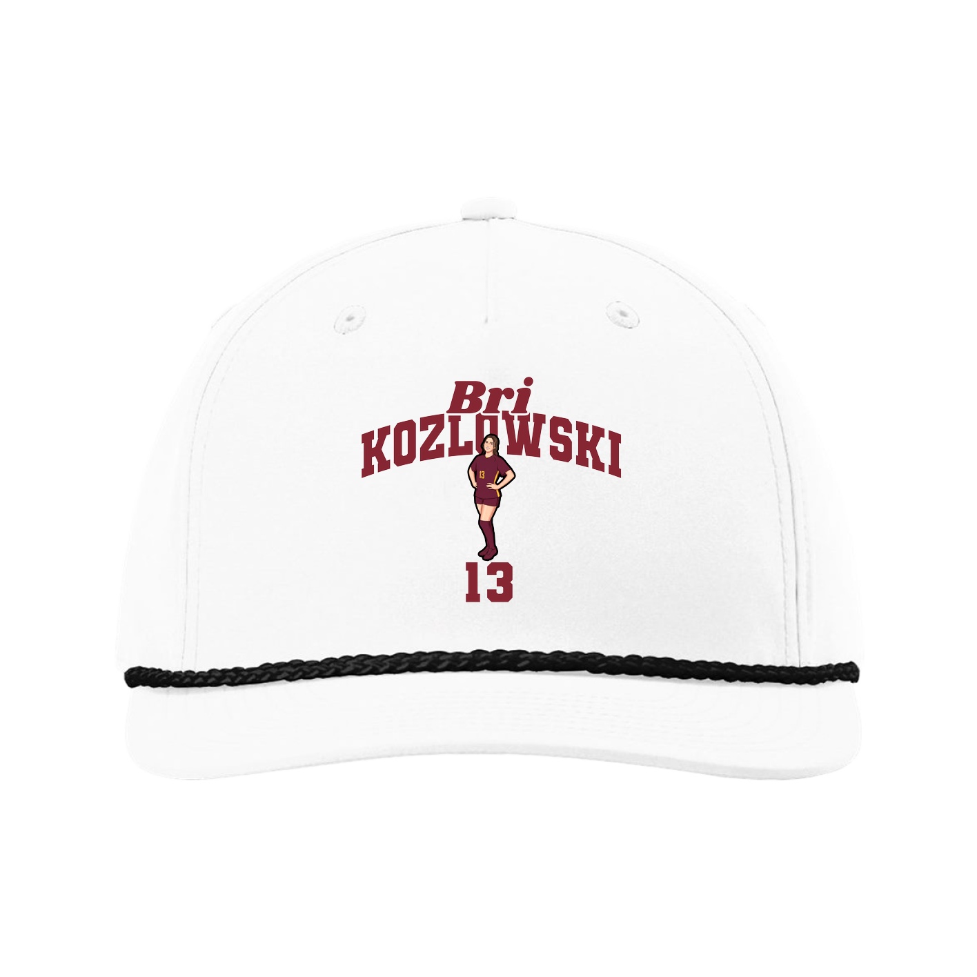 Five-Panel Classic Rope Cap — Signature Arch in White