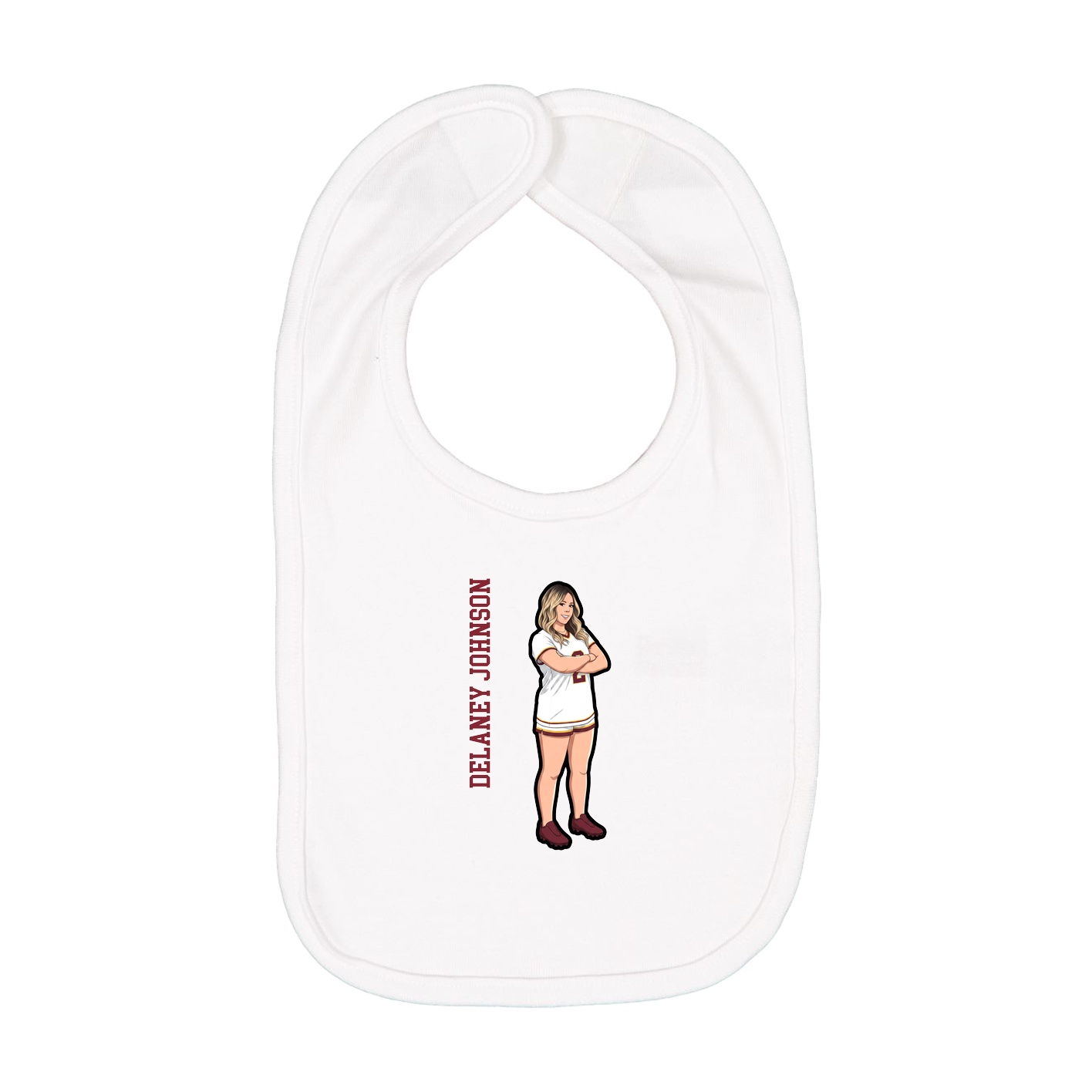 Infant Bib — Name Vertical in White