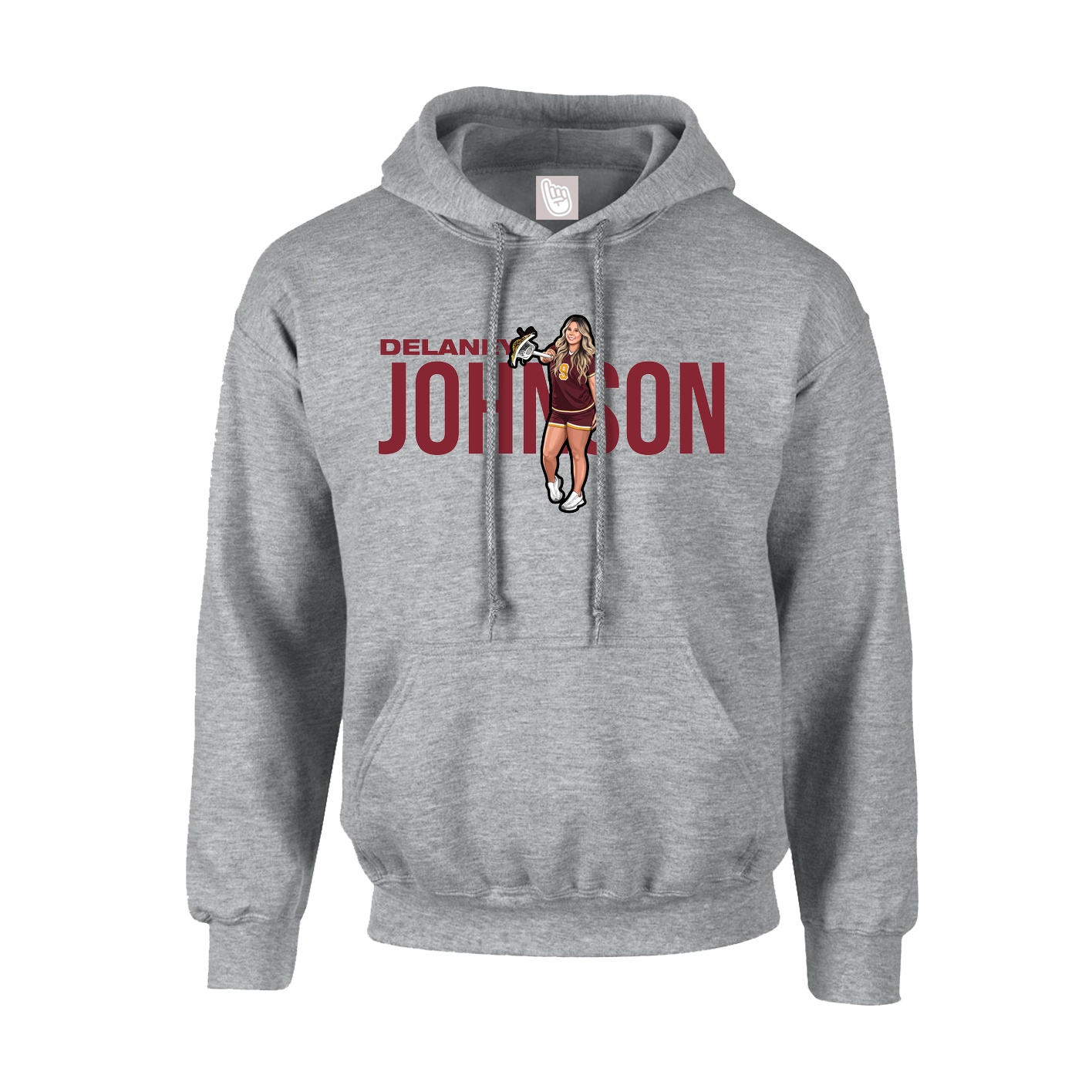 Youth Hoodie — Player Name in Grey