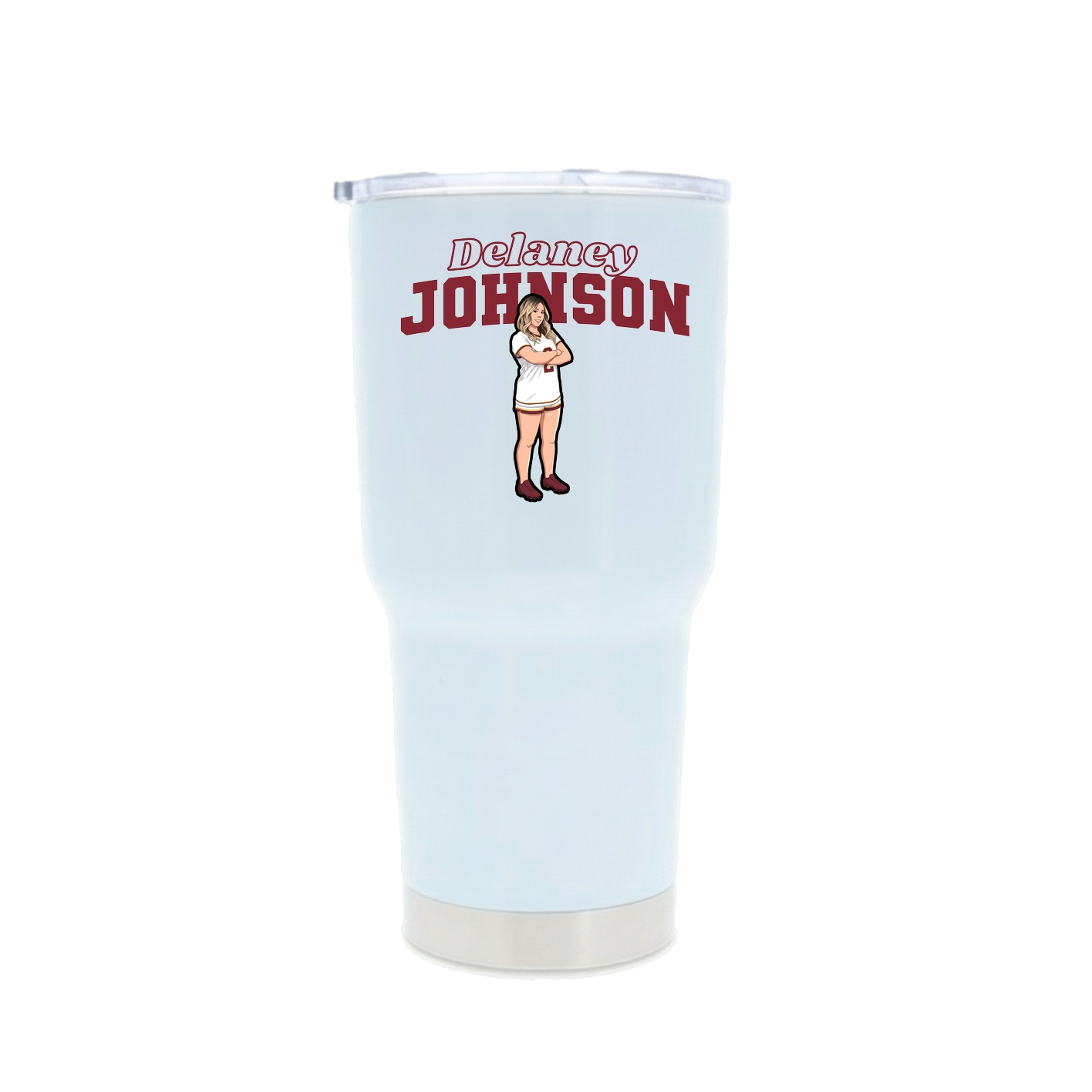 30oz Stainless Steel Tumbler — Name Arch in White