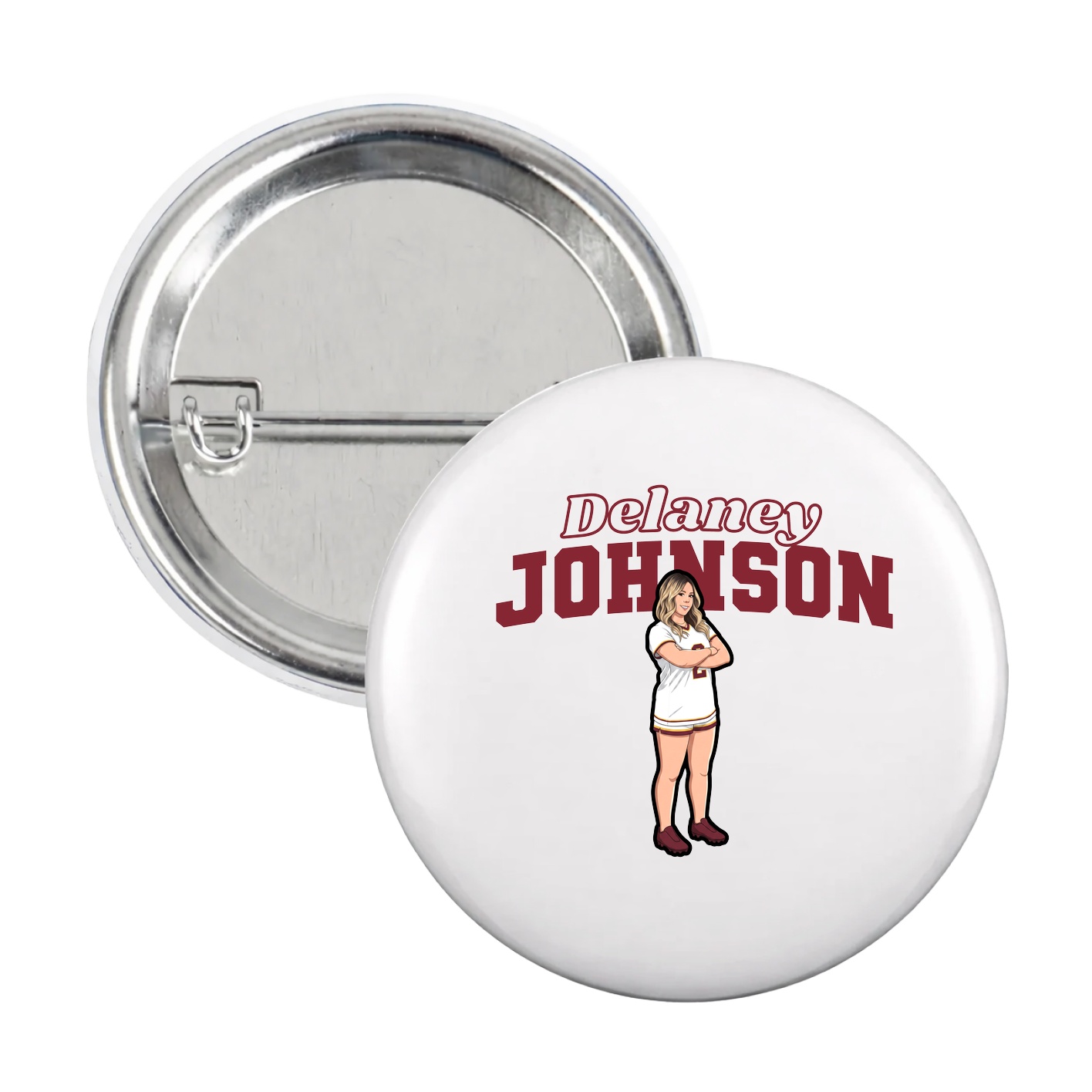 Game Day Button — Name Arch in White