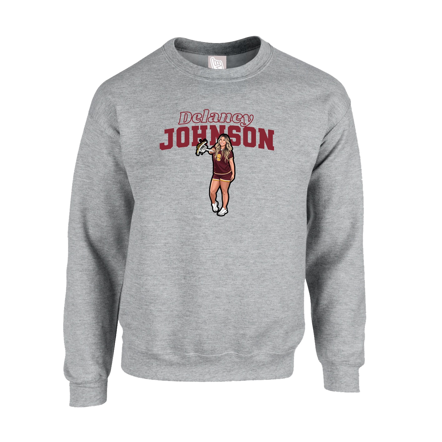 Fleece Crew — Name Arch in Grey