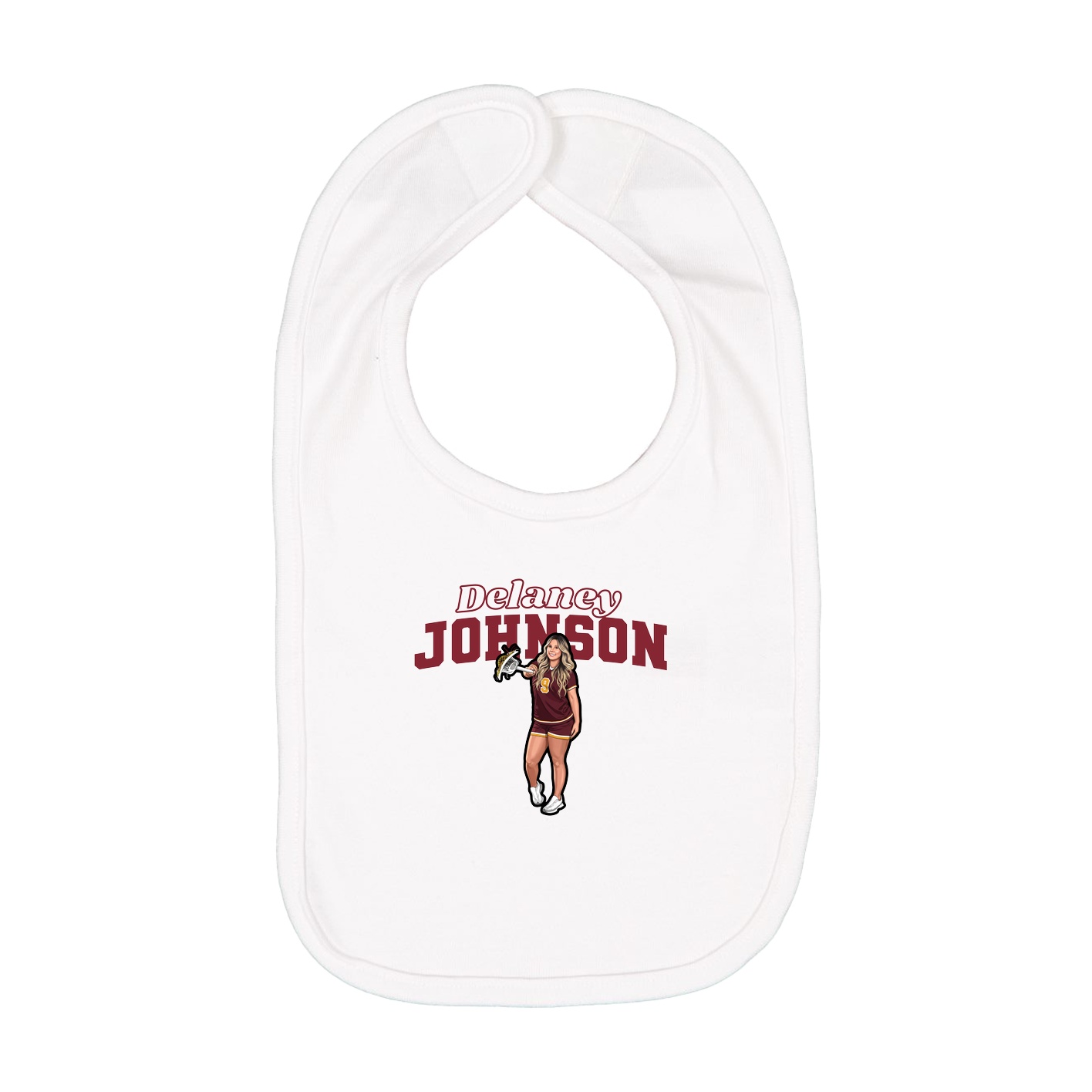 Infant Bib — Name Arch in White
