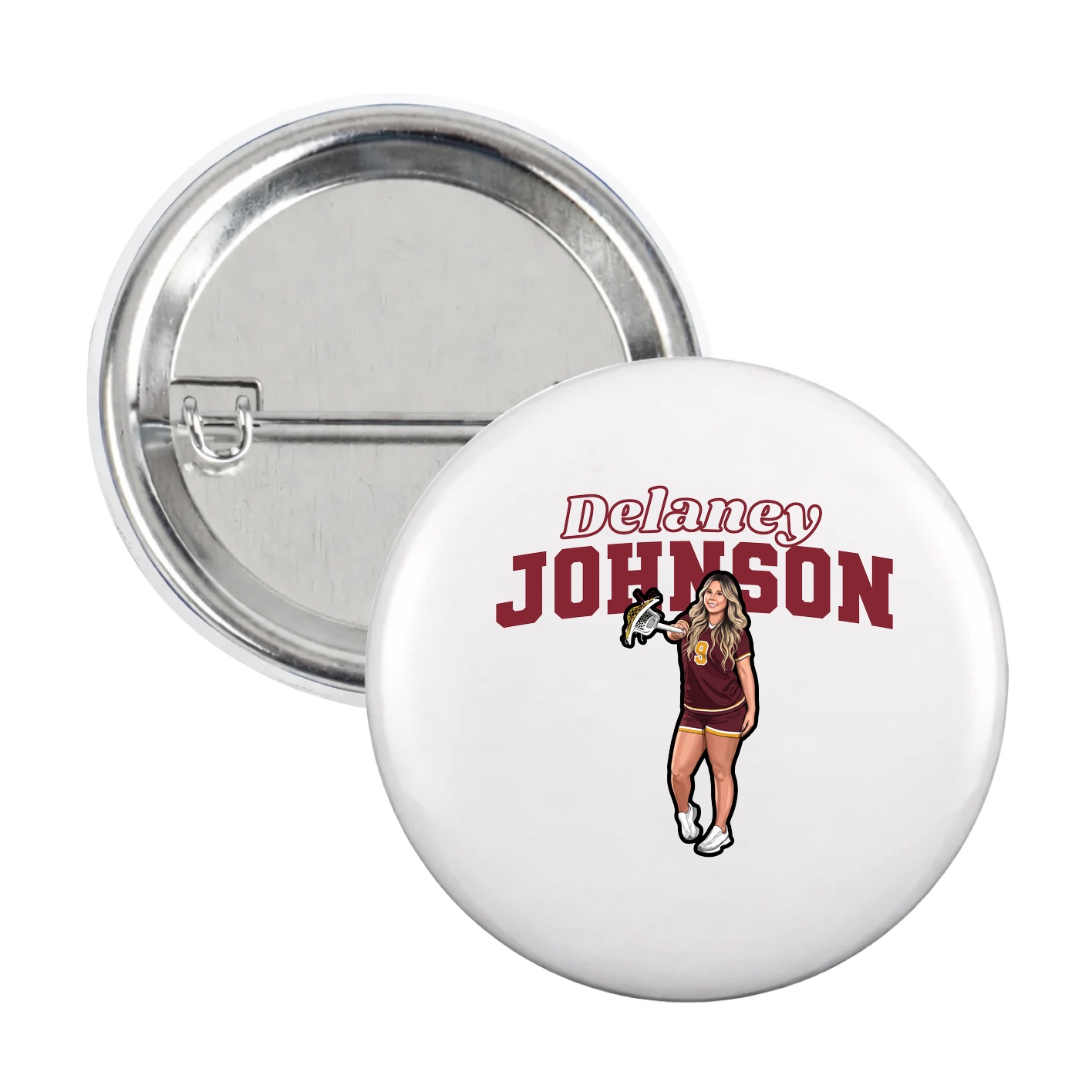 Game Day Button — Name Arch in White
