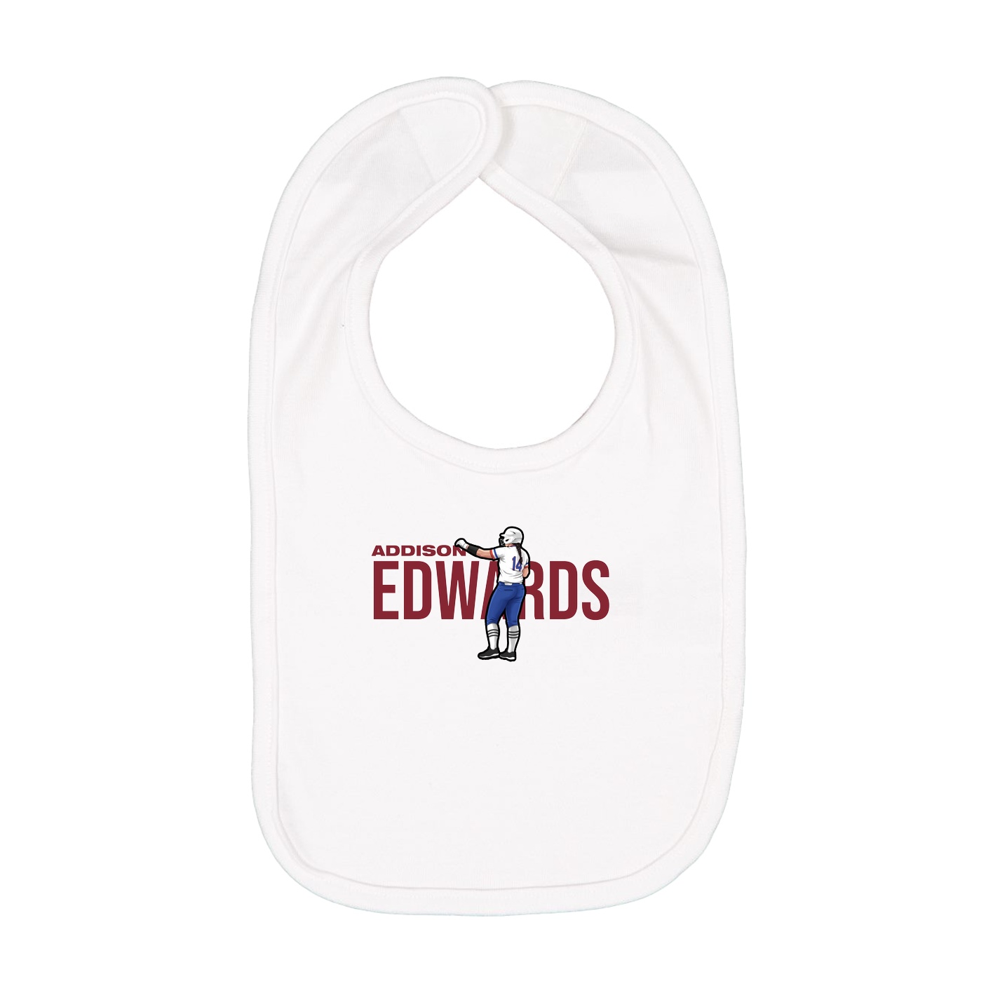 Infant Bib — Player Name in White