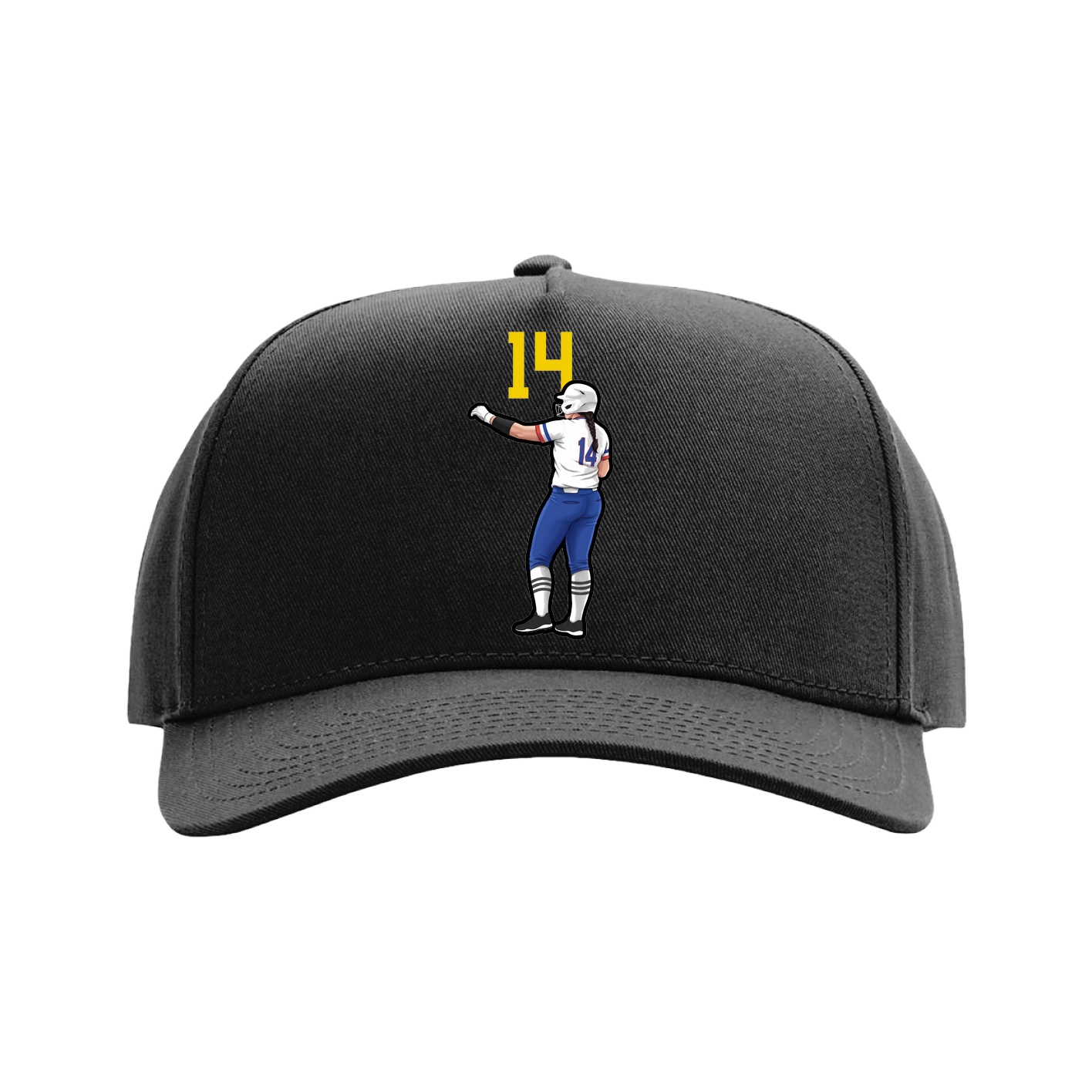 Full Fabric Five-Panel Champ Cap — Number Top in Black