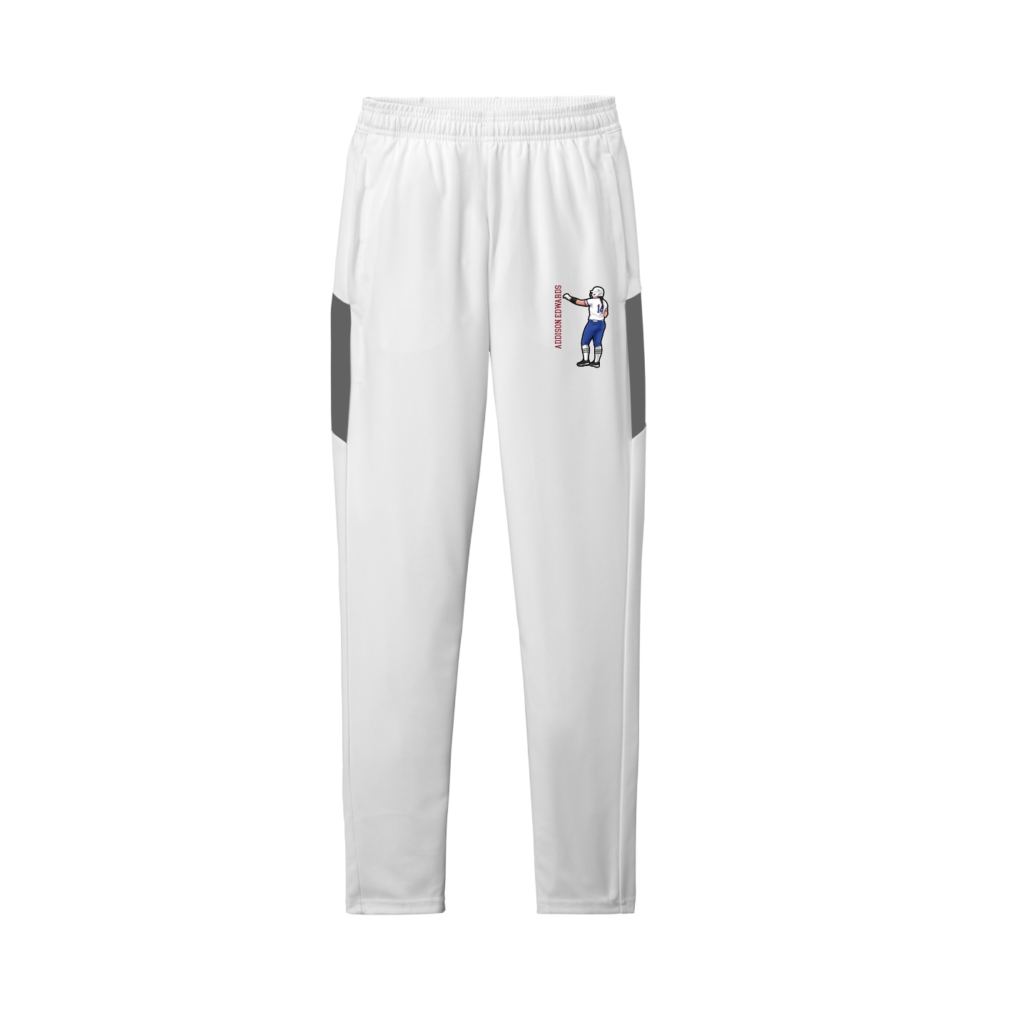 Team Travel Pant — Name Vertical in White/Grey
