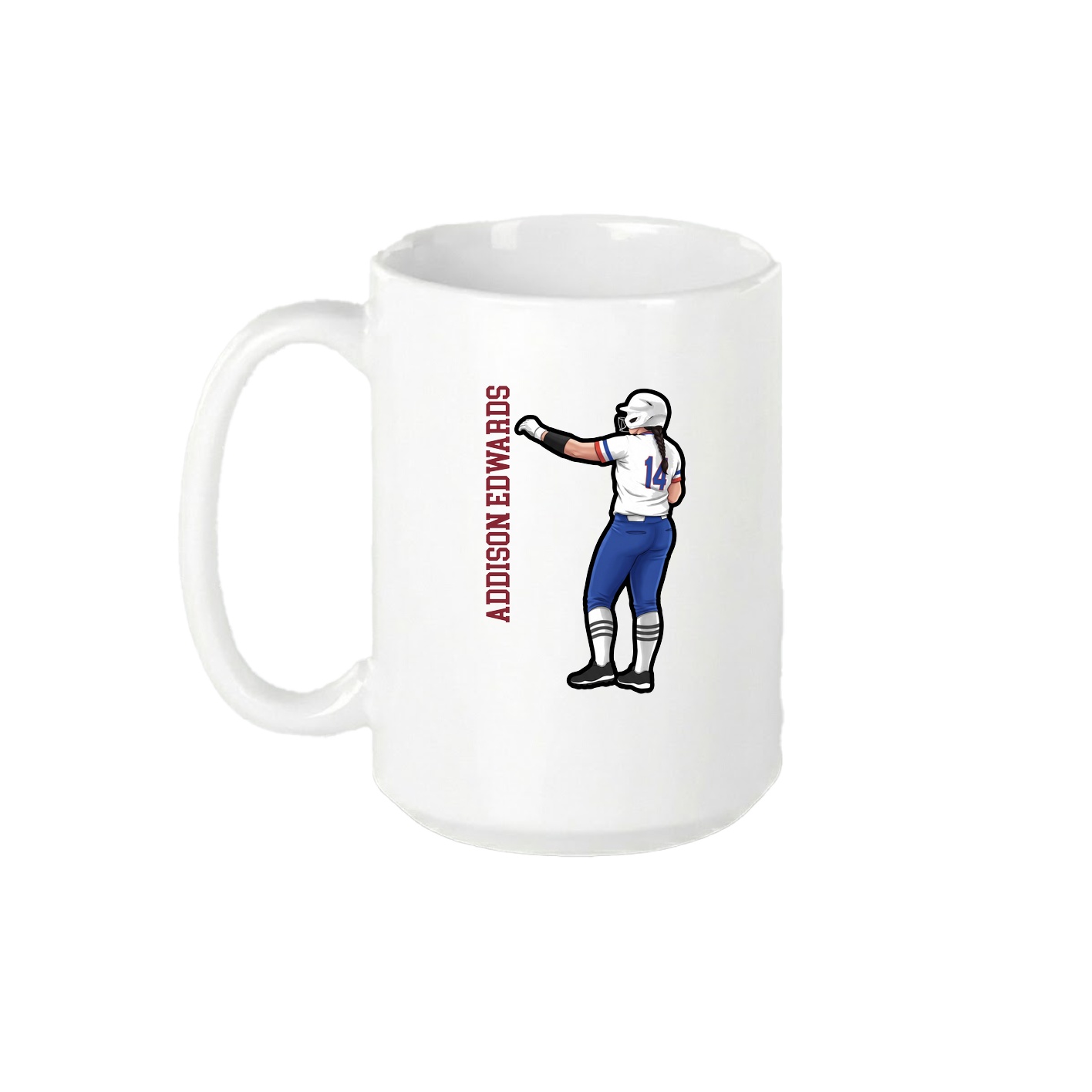 15oz Coffee Mug — Name Vertical in White