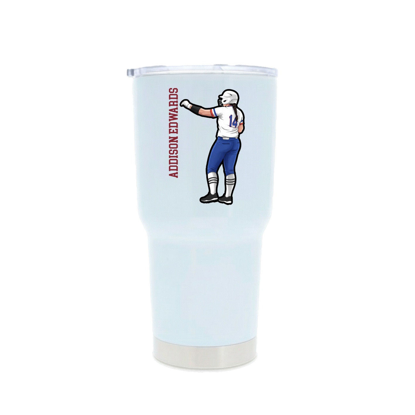 30oz Stainless Steel Tumbler — Name Vertical in White