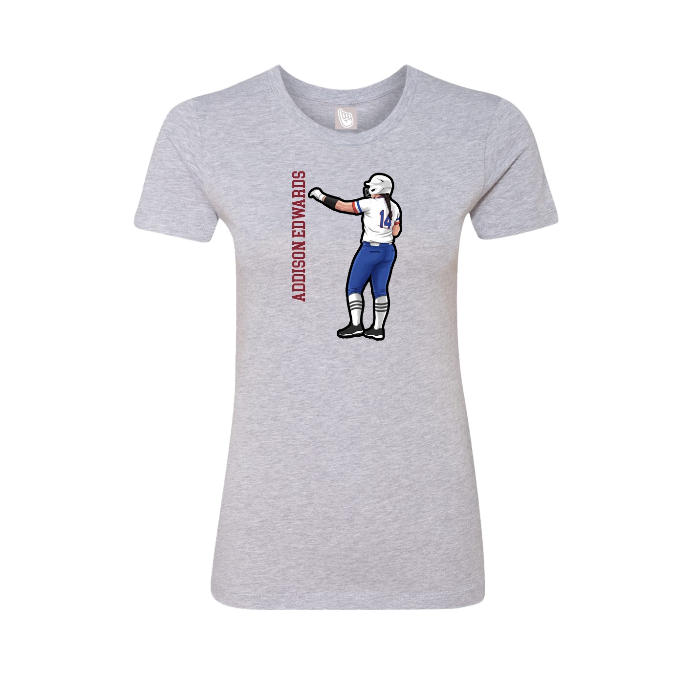 Fitted Women's Tee — Name Vertical in Grey