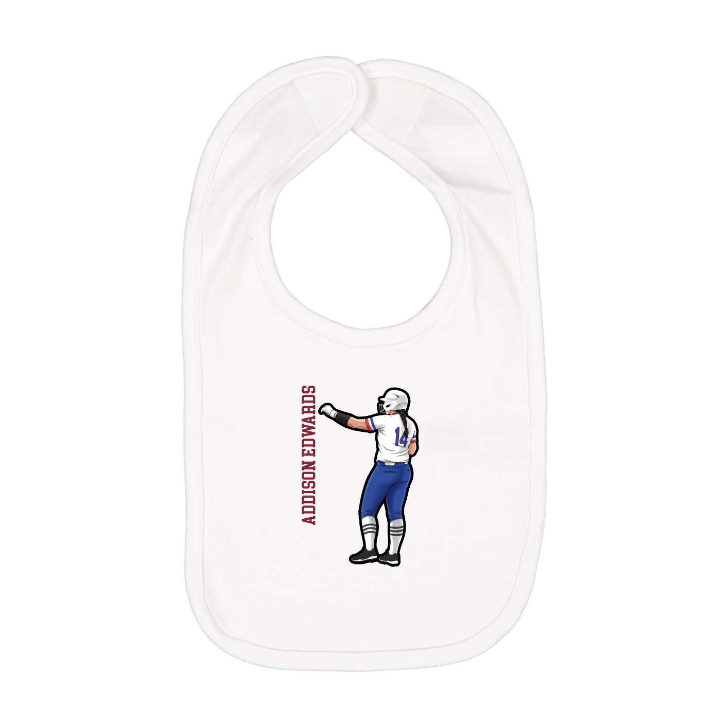 Infant Bib — Name Vertical in White