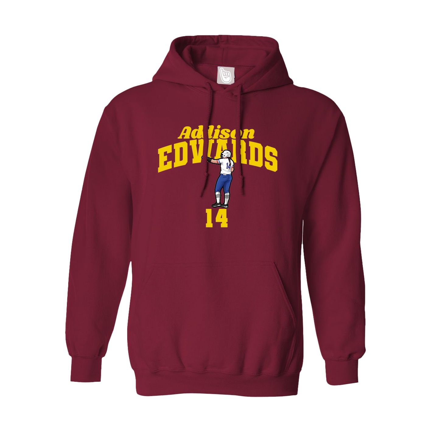 Hoodie — Signature Arch in Cardinal