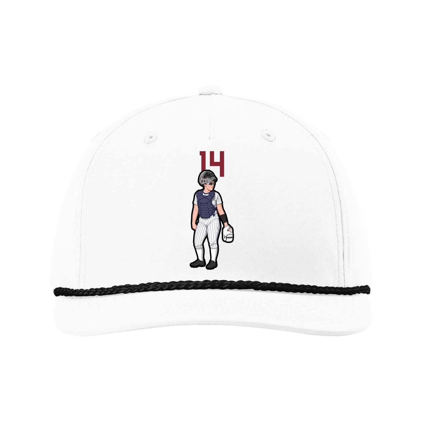 Five-Panel Classic Rope Cap — Number Top in White