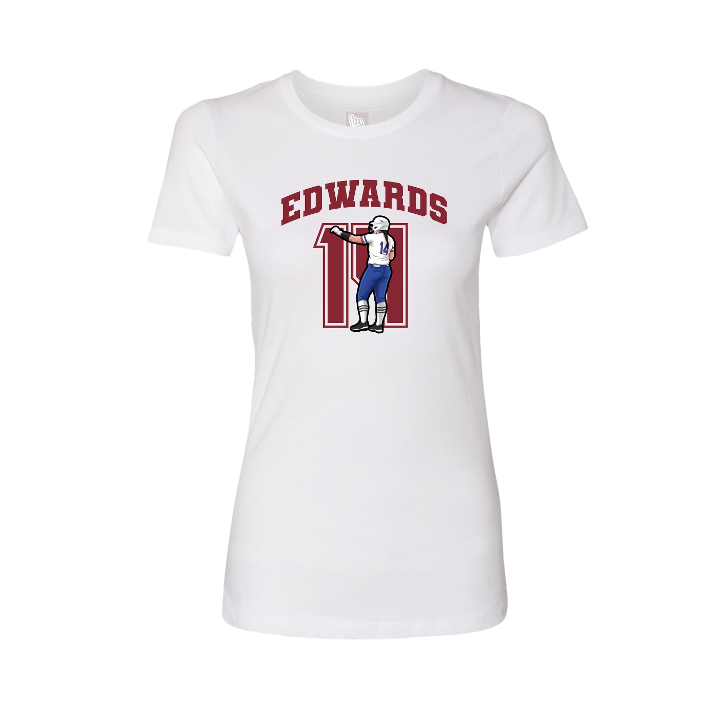 Fitted Women's Tee — Number in White
