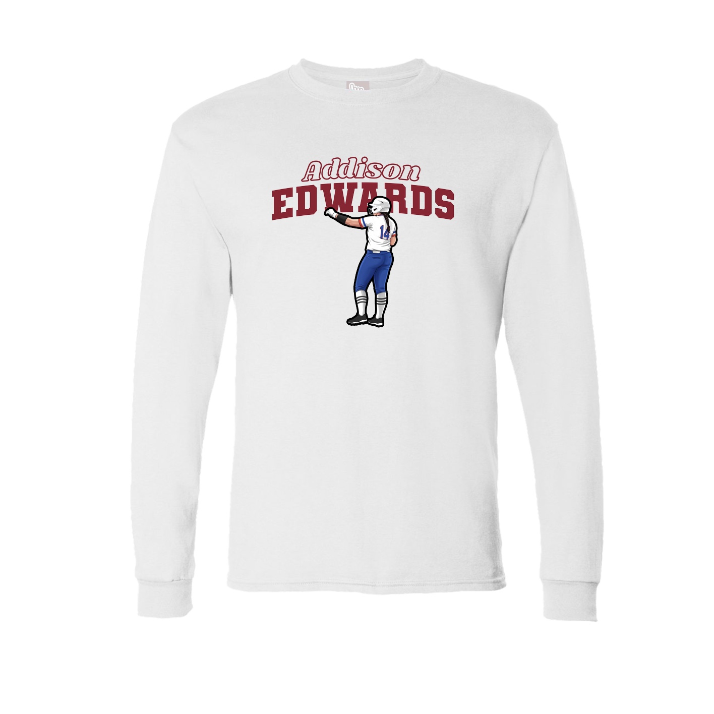 Long Sleeve Tee — Name Arch in White