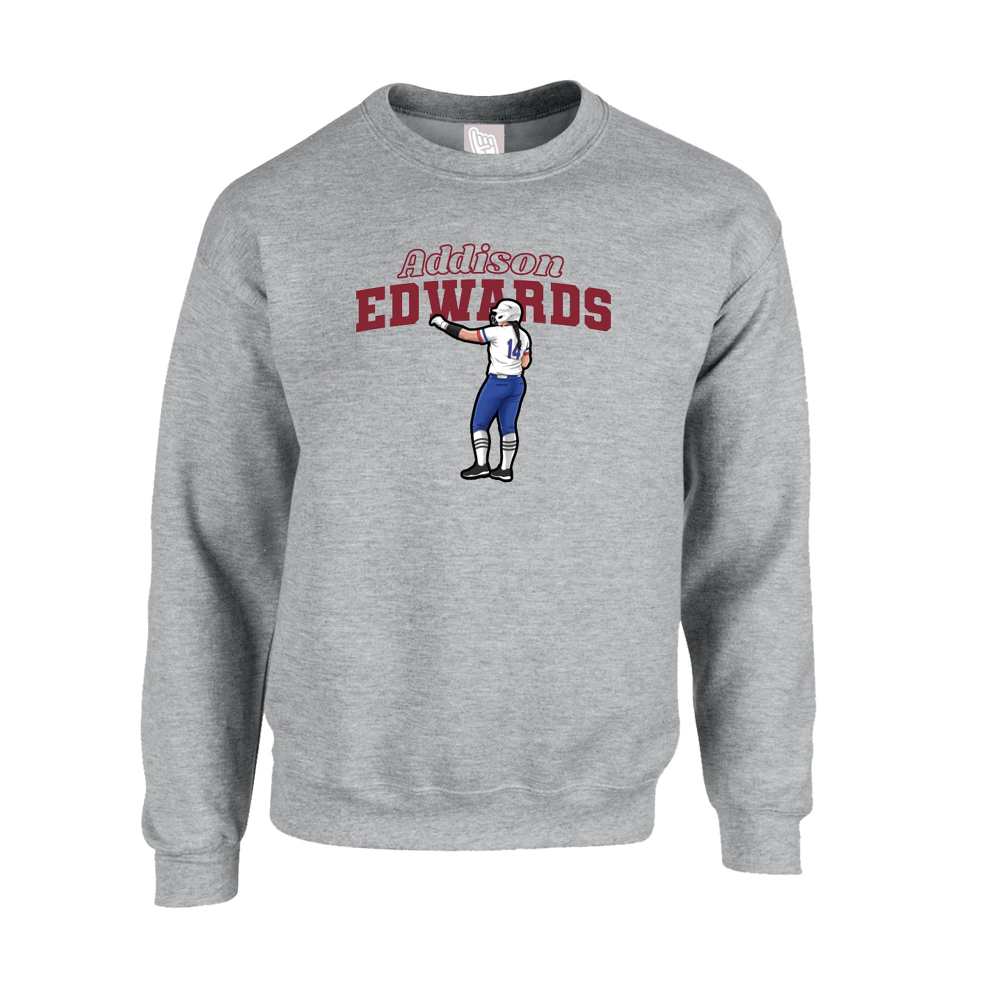 Fleece Crew — Name Arch in Grey