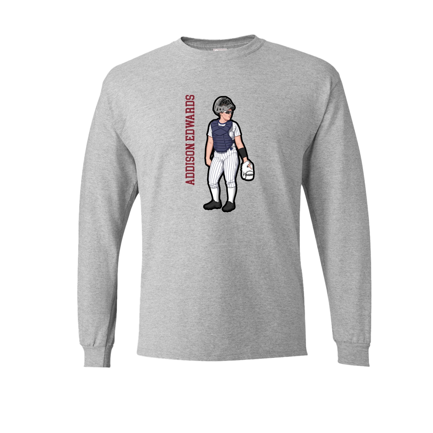 Long Sleeve Tee — Name Vertical in Grey