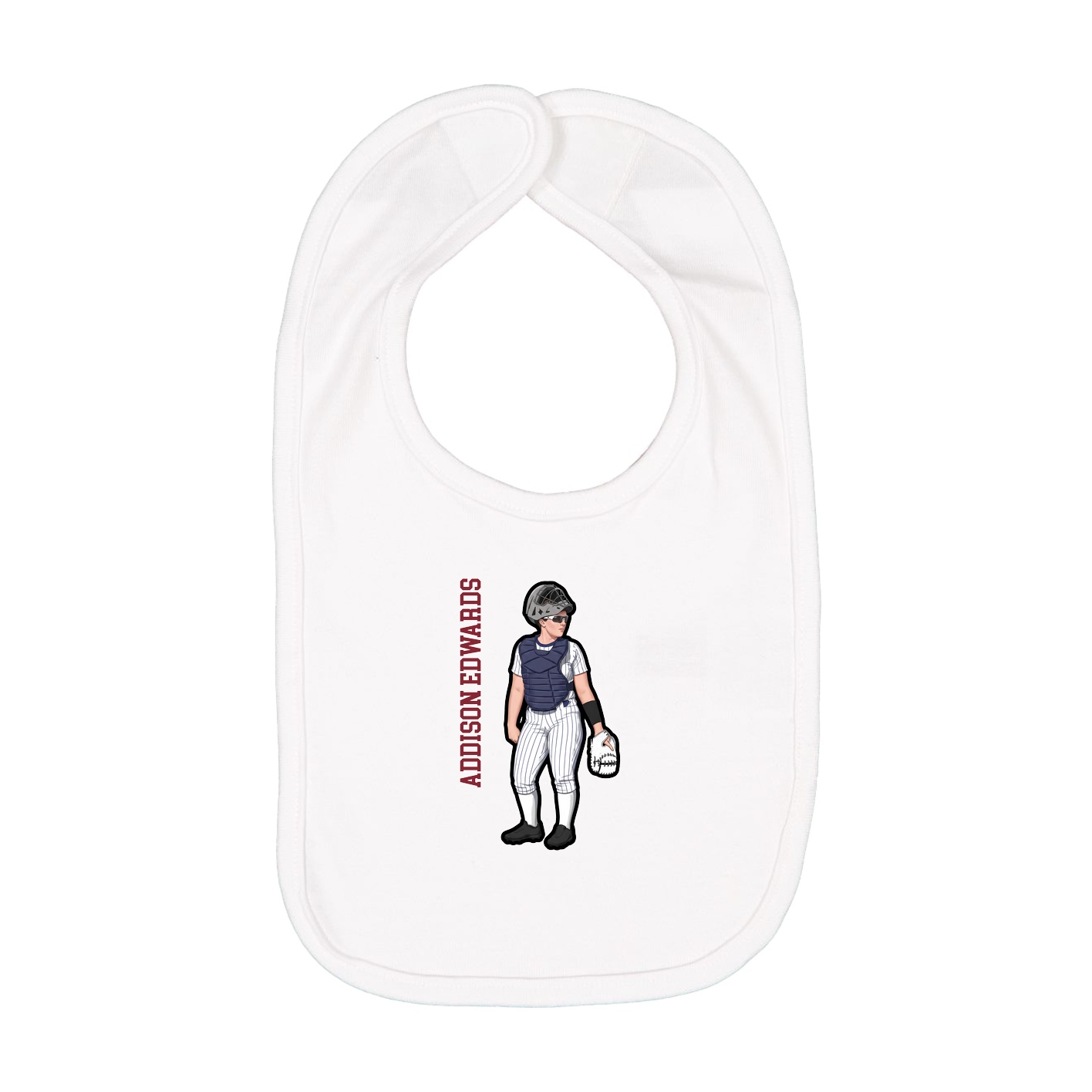Infant Bib — Name Vertical in White