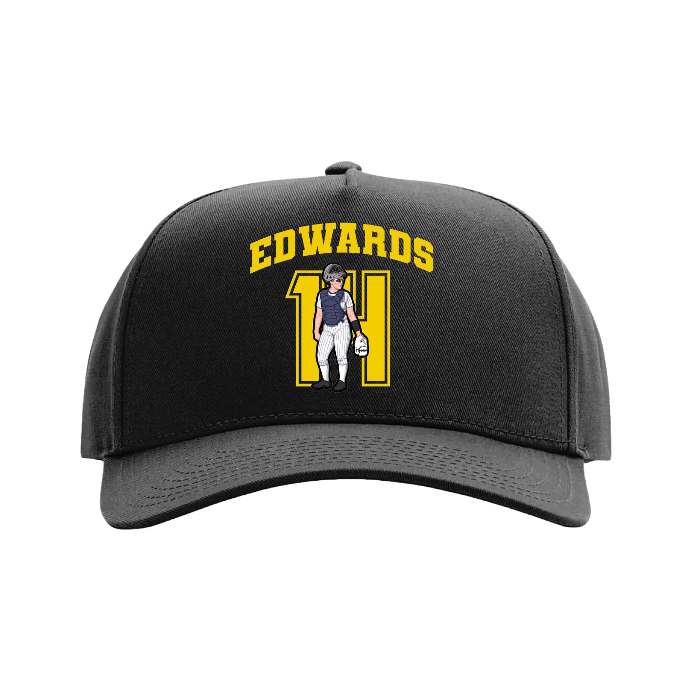 Full Fabric Five-Panel Champ Cap — Number in Black