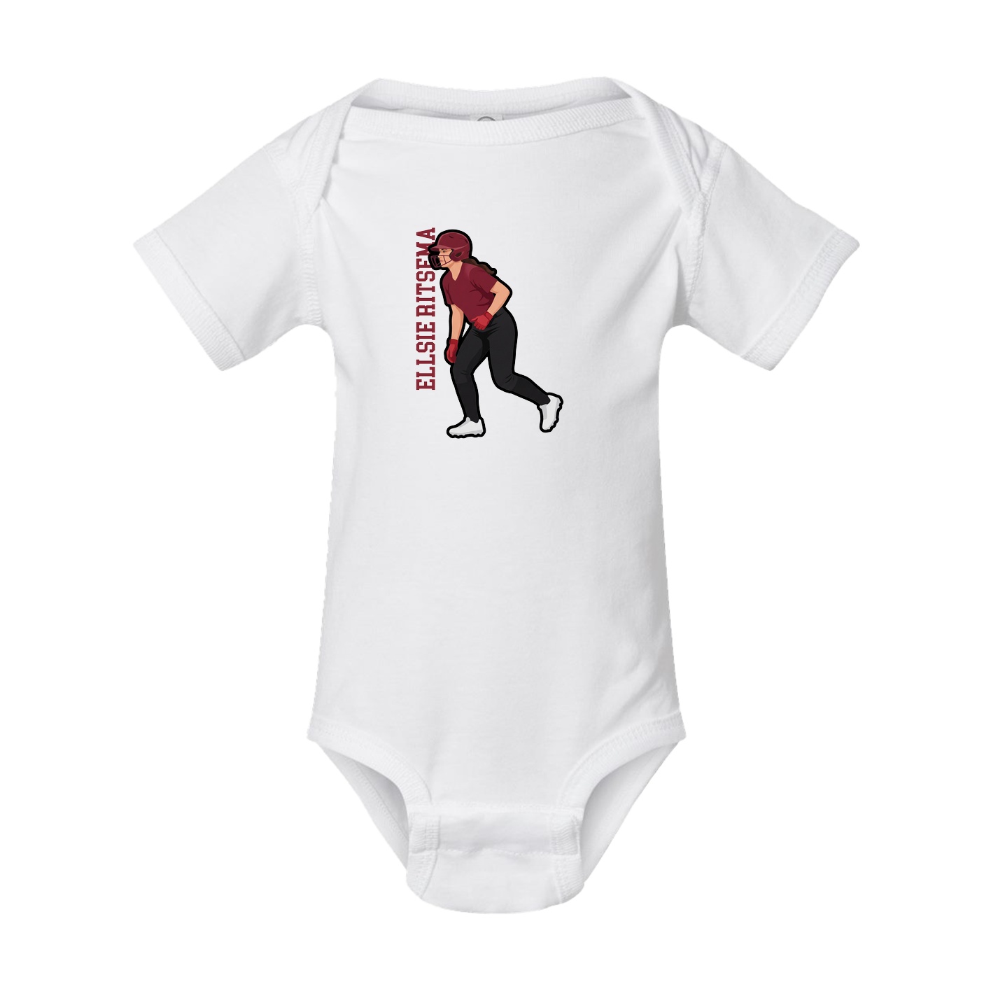 Baby Onesie — Name Vertical in White