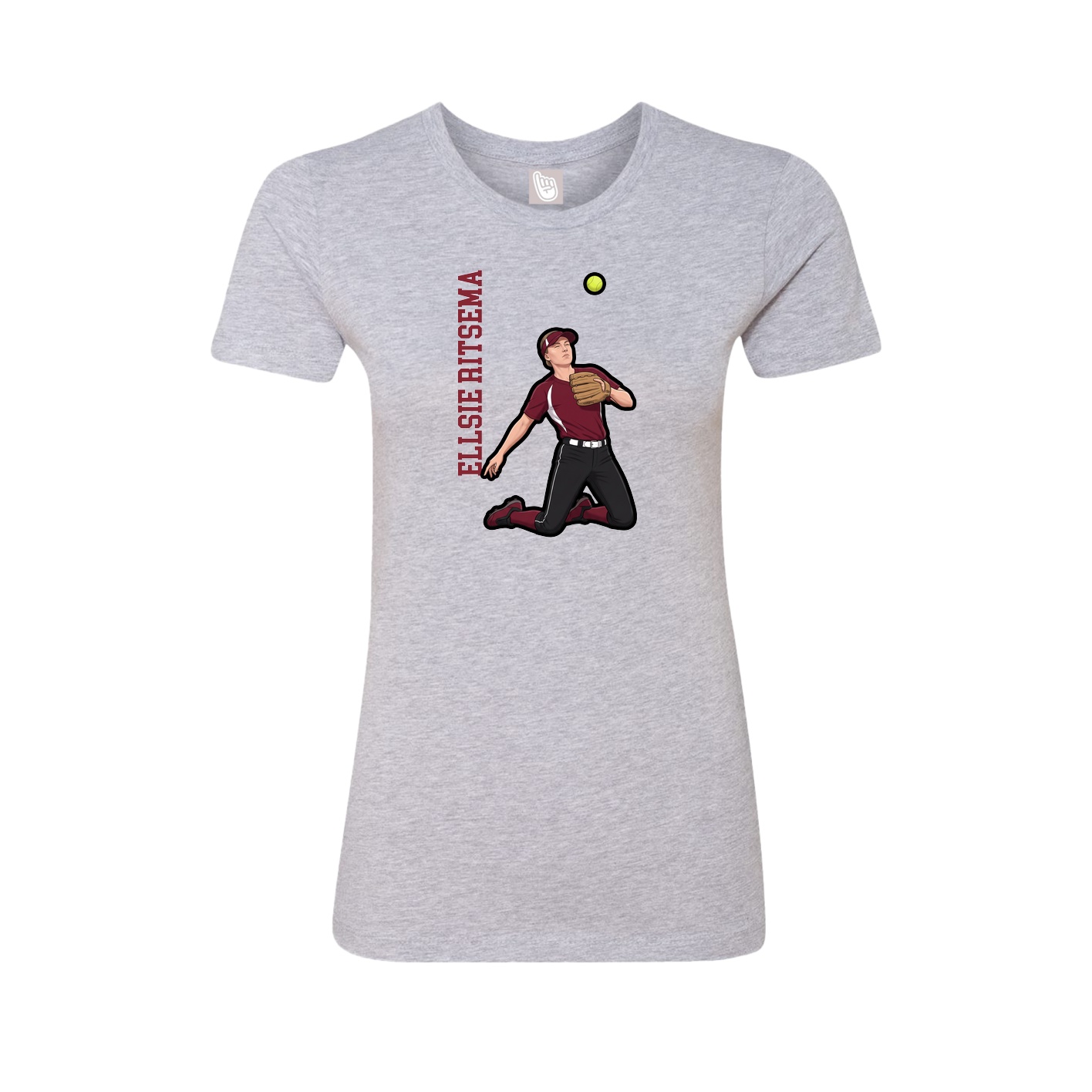 Fitted Women's Tee — Name Vertical in Grey