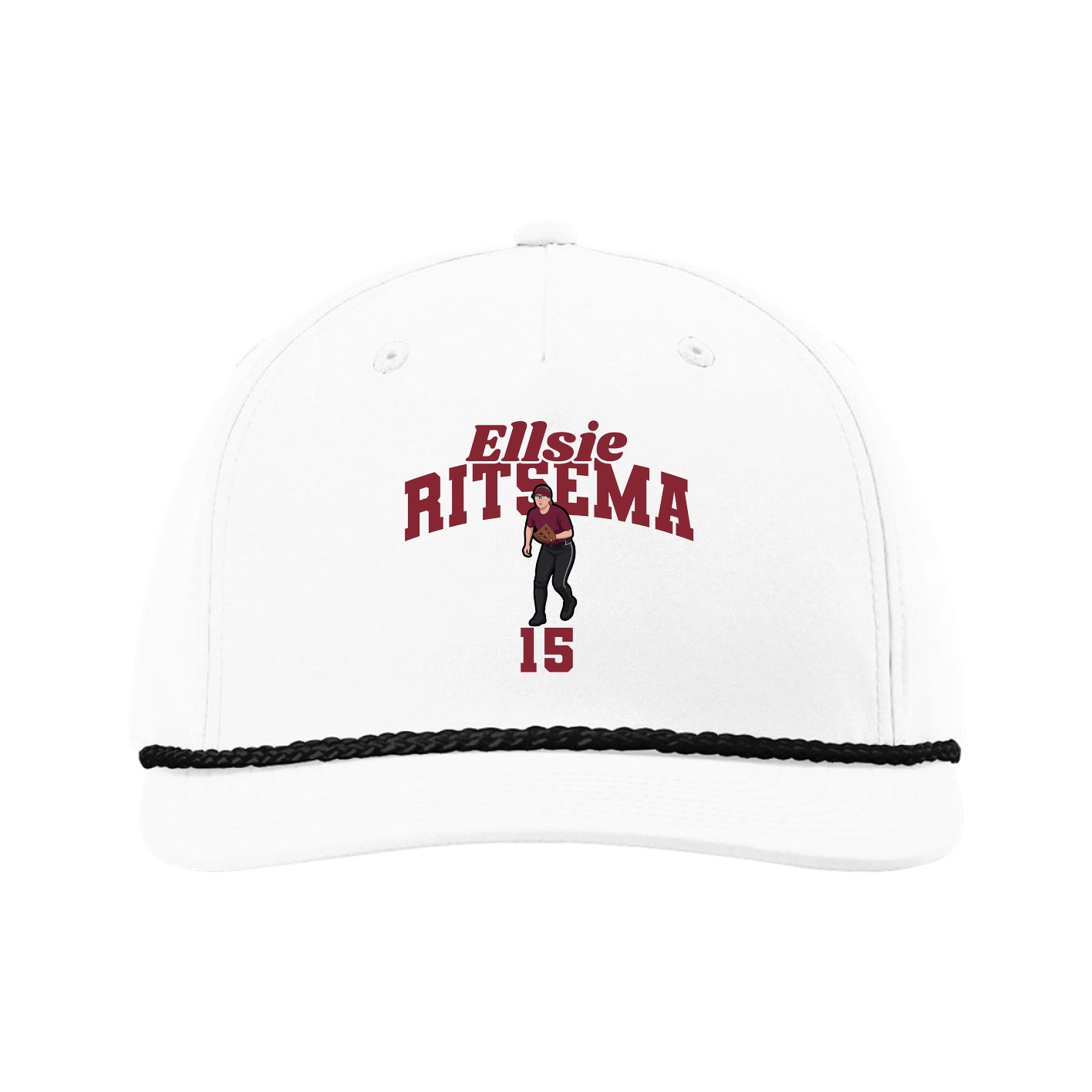 Five-Panel Classic Rope Cap — Signature Arch in White