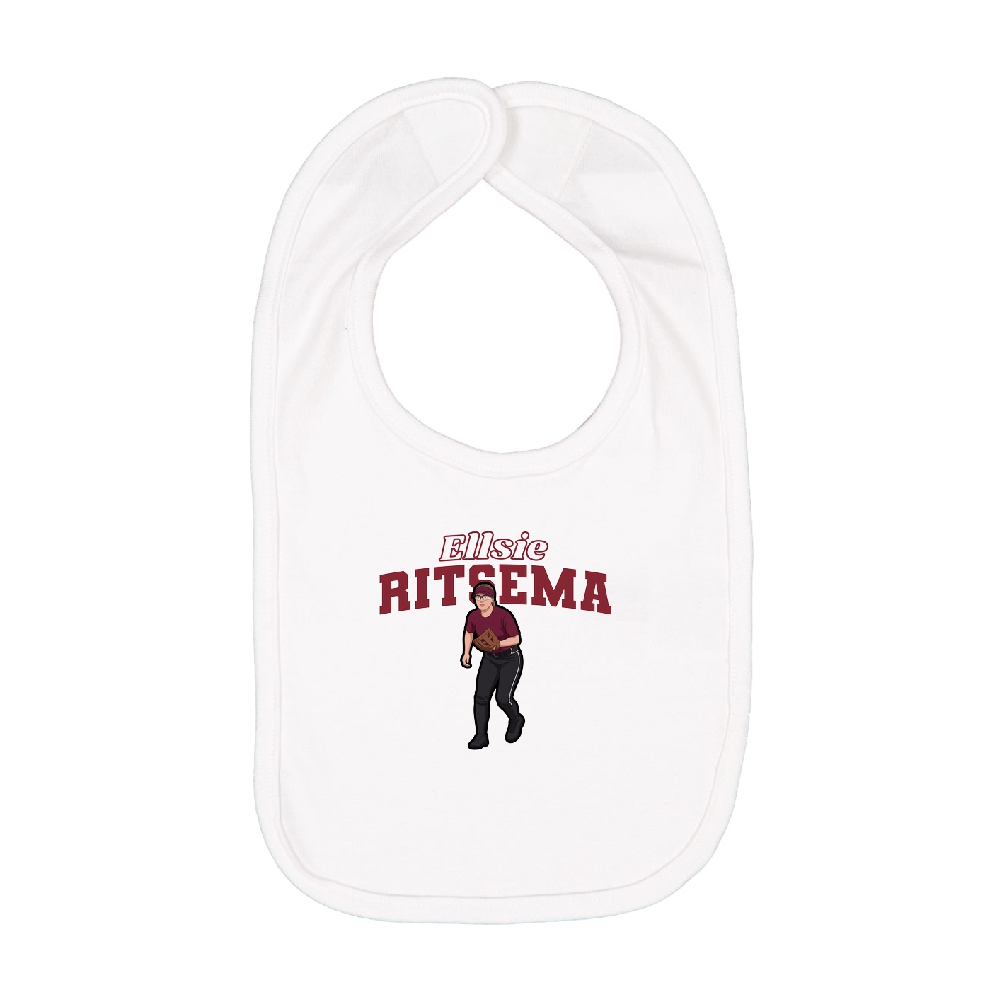 Infant Bib — Name Arch in White