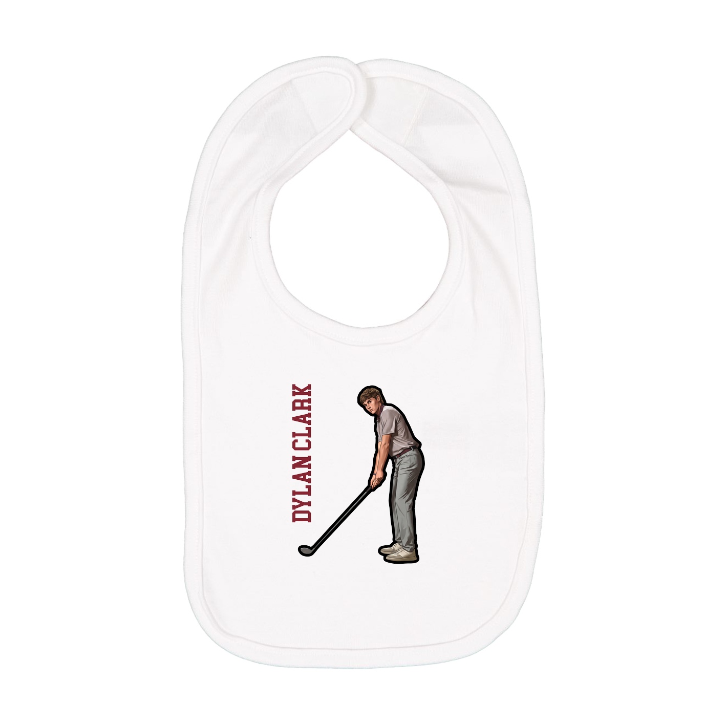 Infant Bib — Name Vertical in White