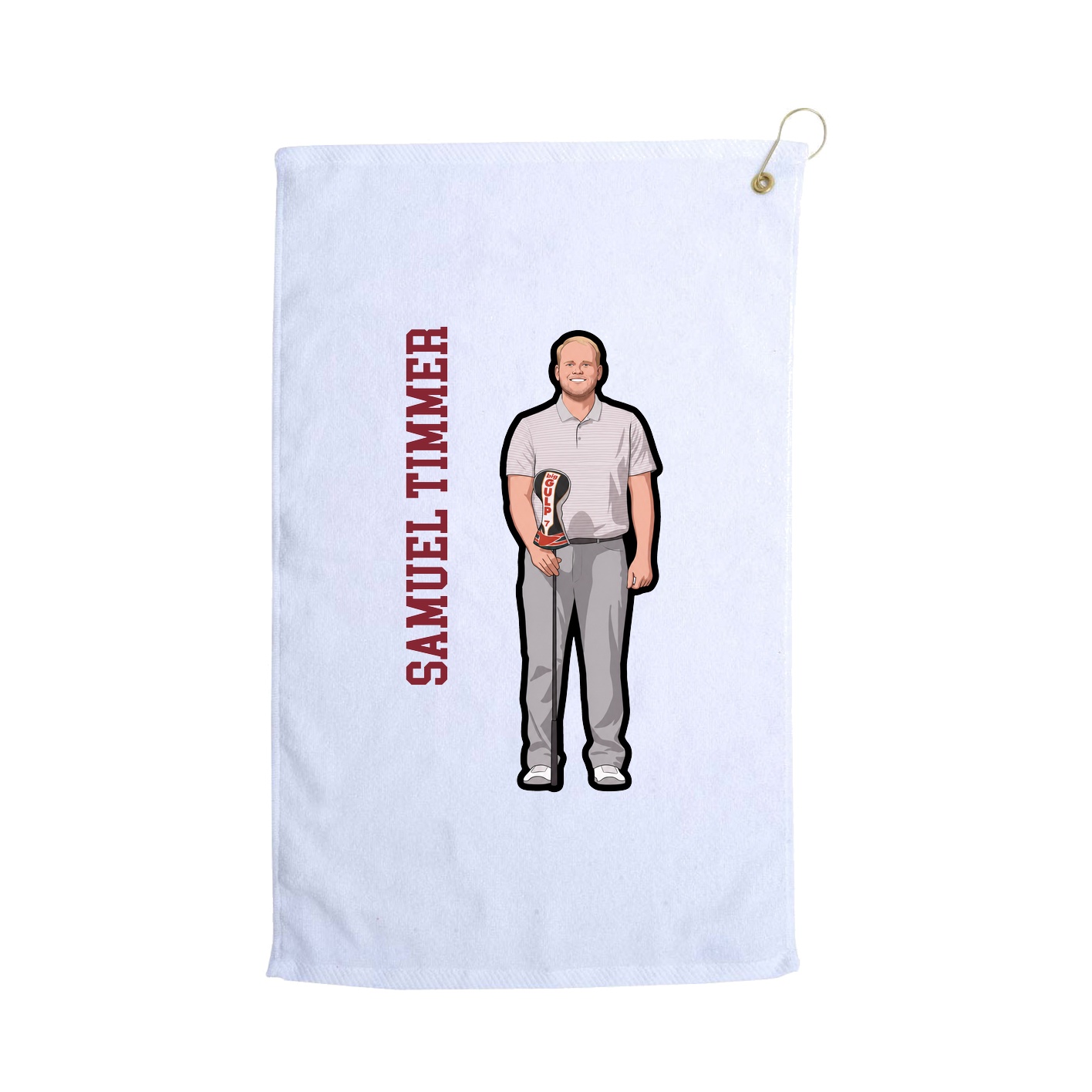 Golf Towel — Name Vertical in White