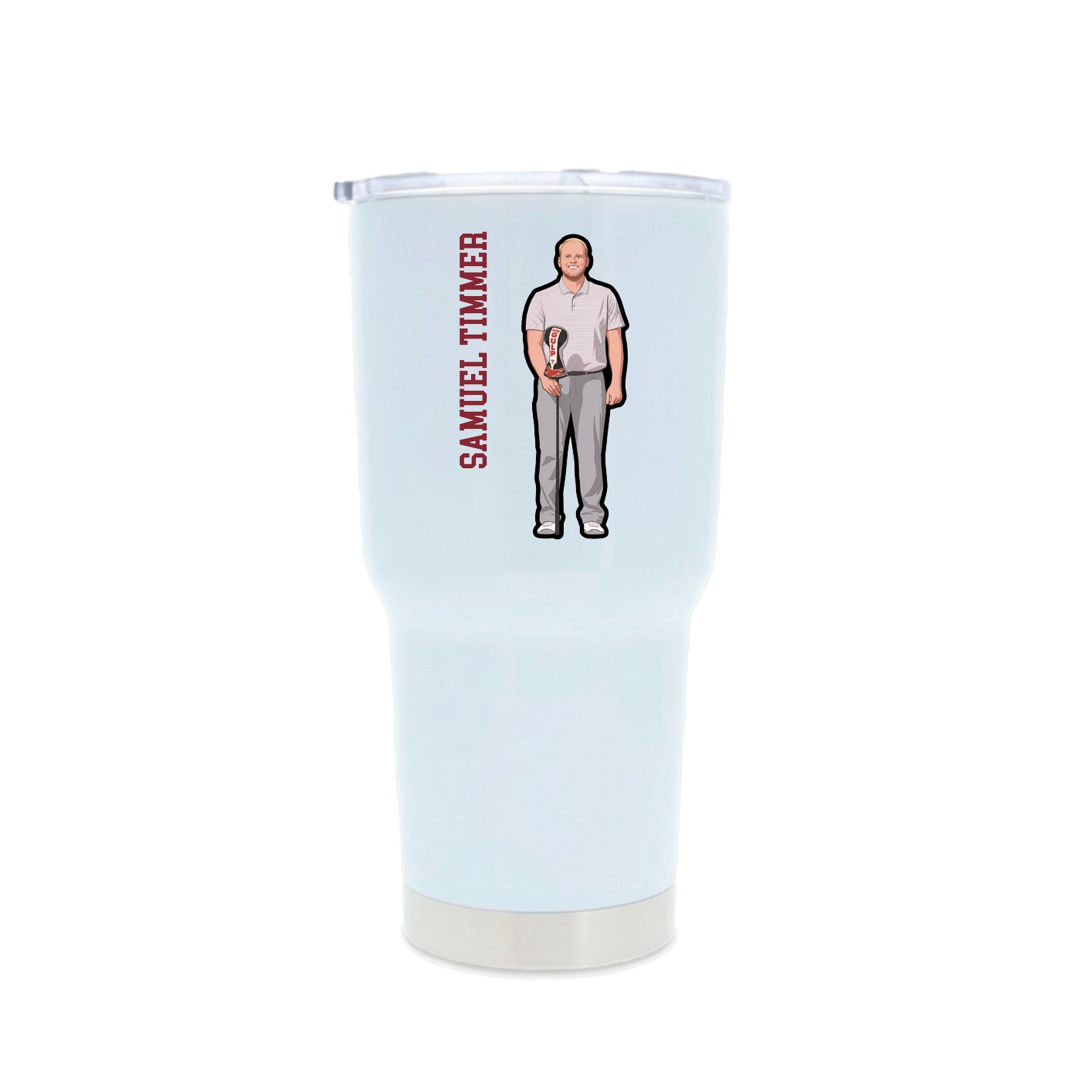 30oz Stainless Steel Tumbler — Name Vertical in White
