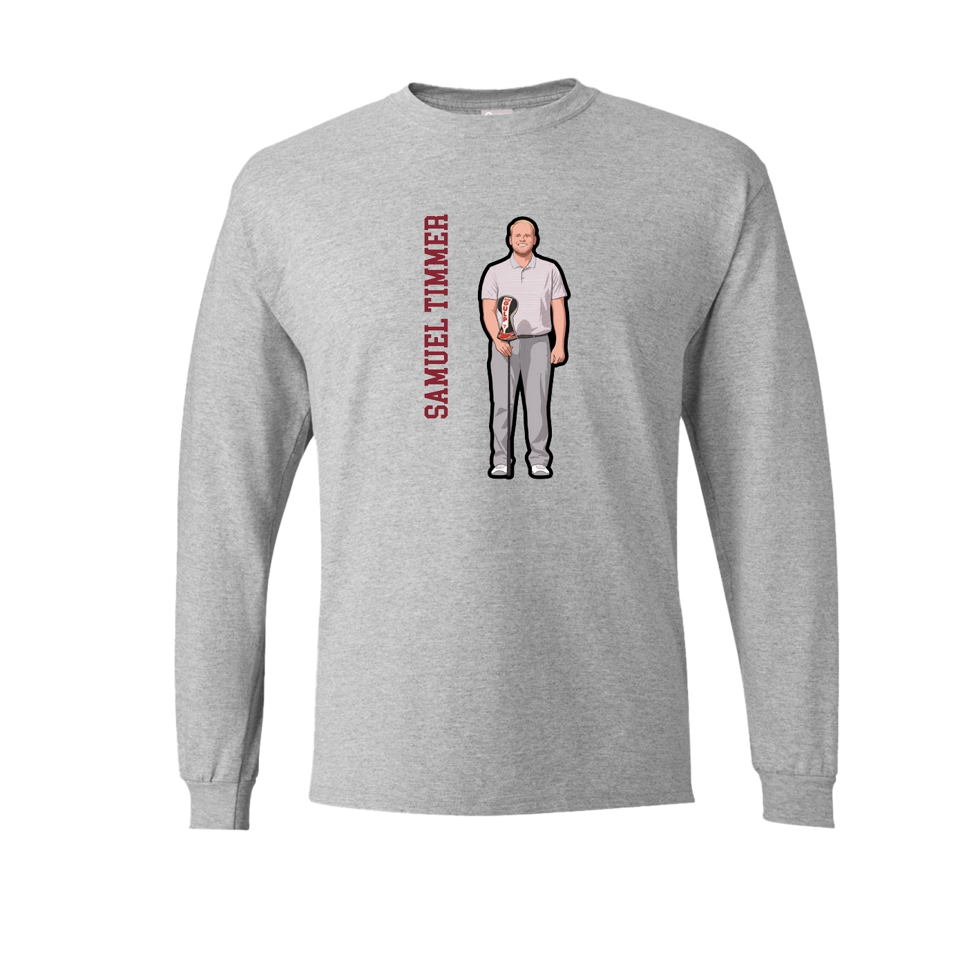 Long Sleeve Tee — Name Vertical in Grey