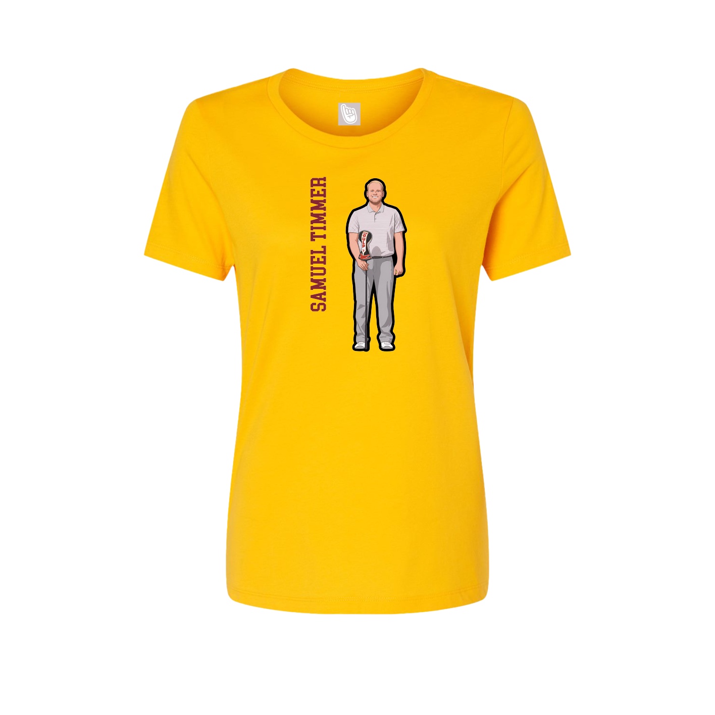 Fitted Women's Tee — Name Vertical in Gold