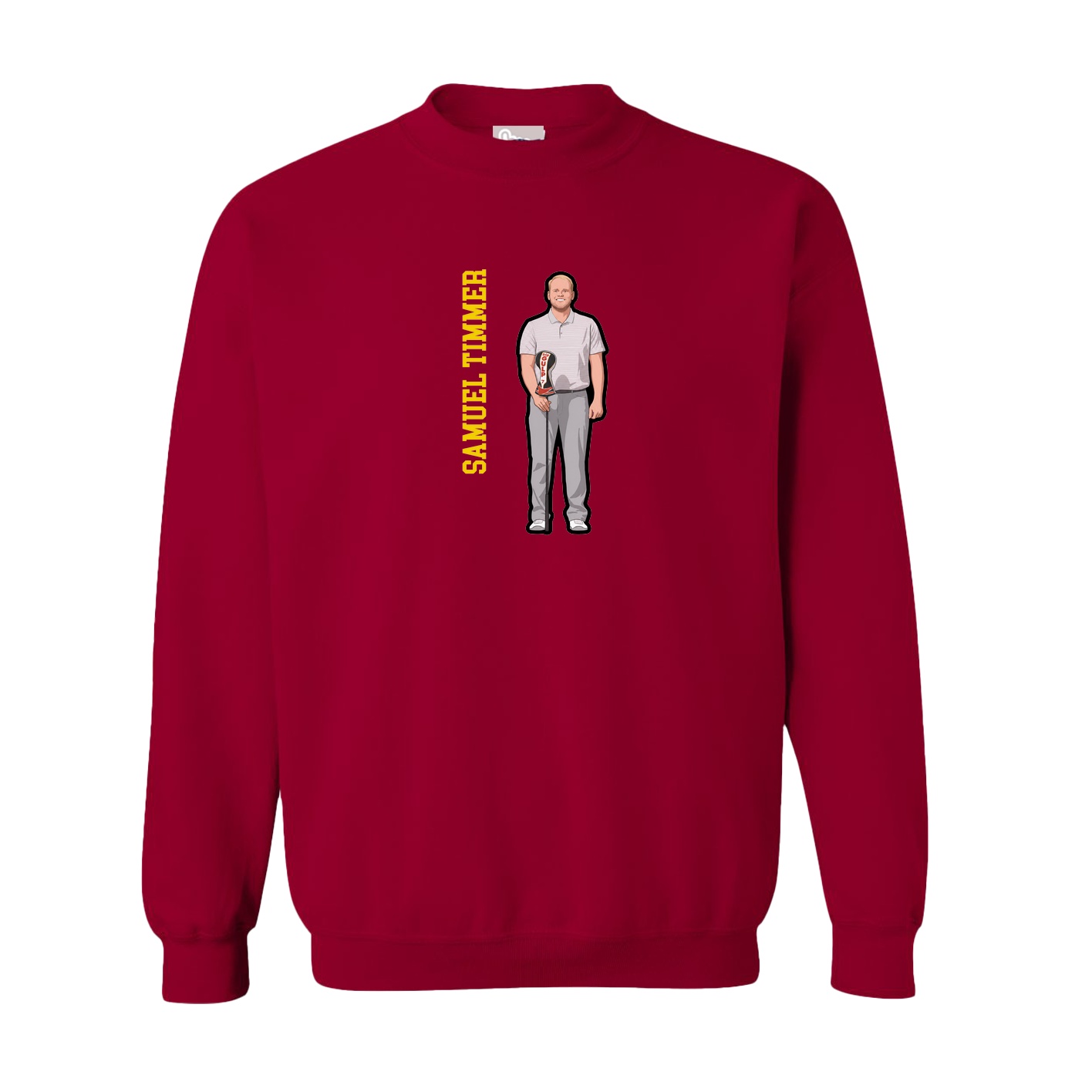 Fleece Crew — Name Vertical in Cardinal