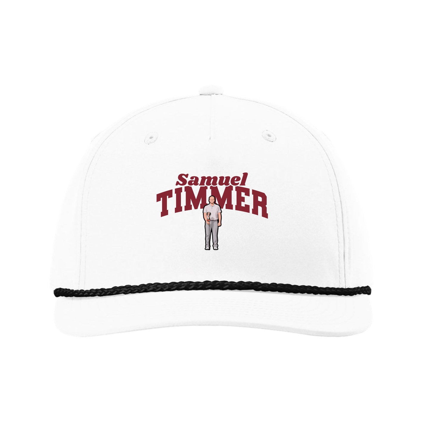 Five-Panel Classic Rope Cap — Signature Arch in White