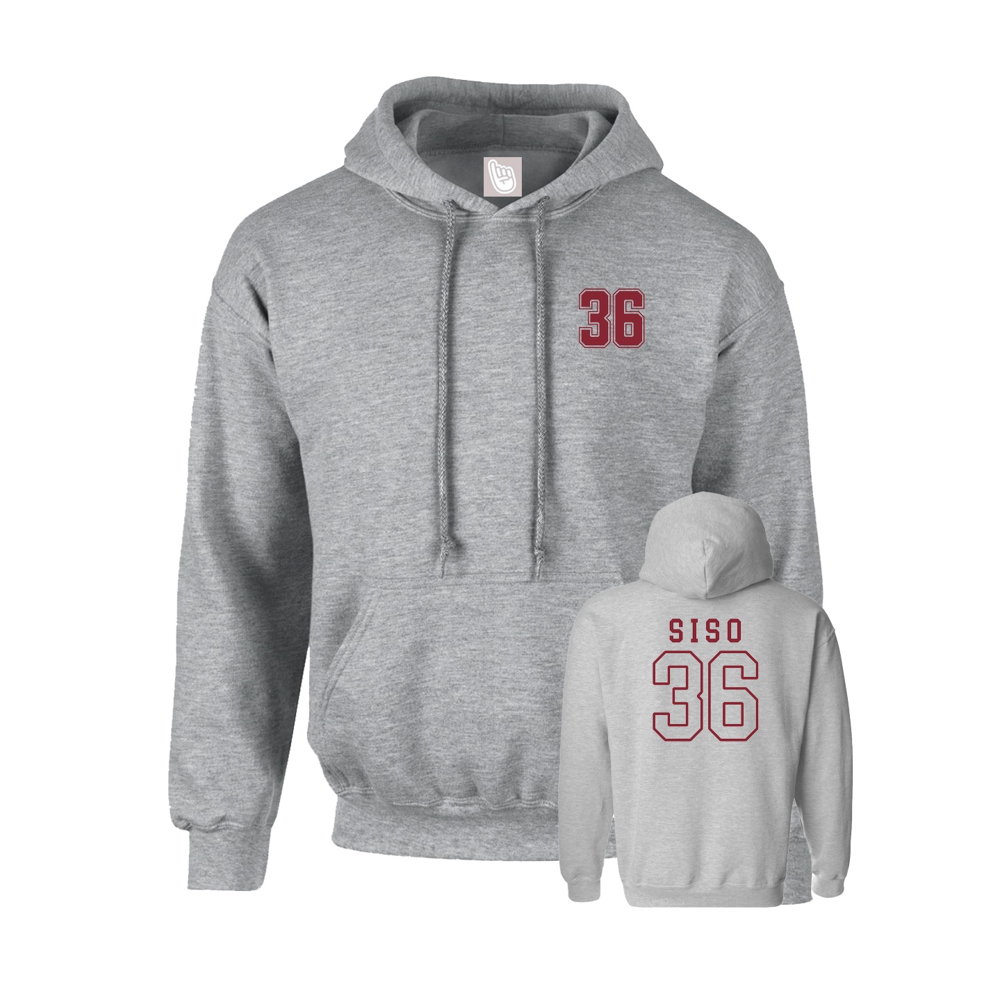 Hoodie — Chest Back in Grey