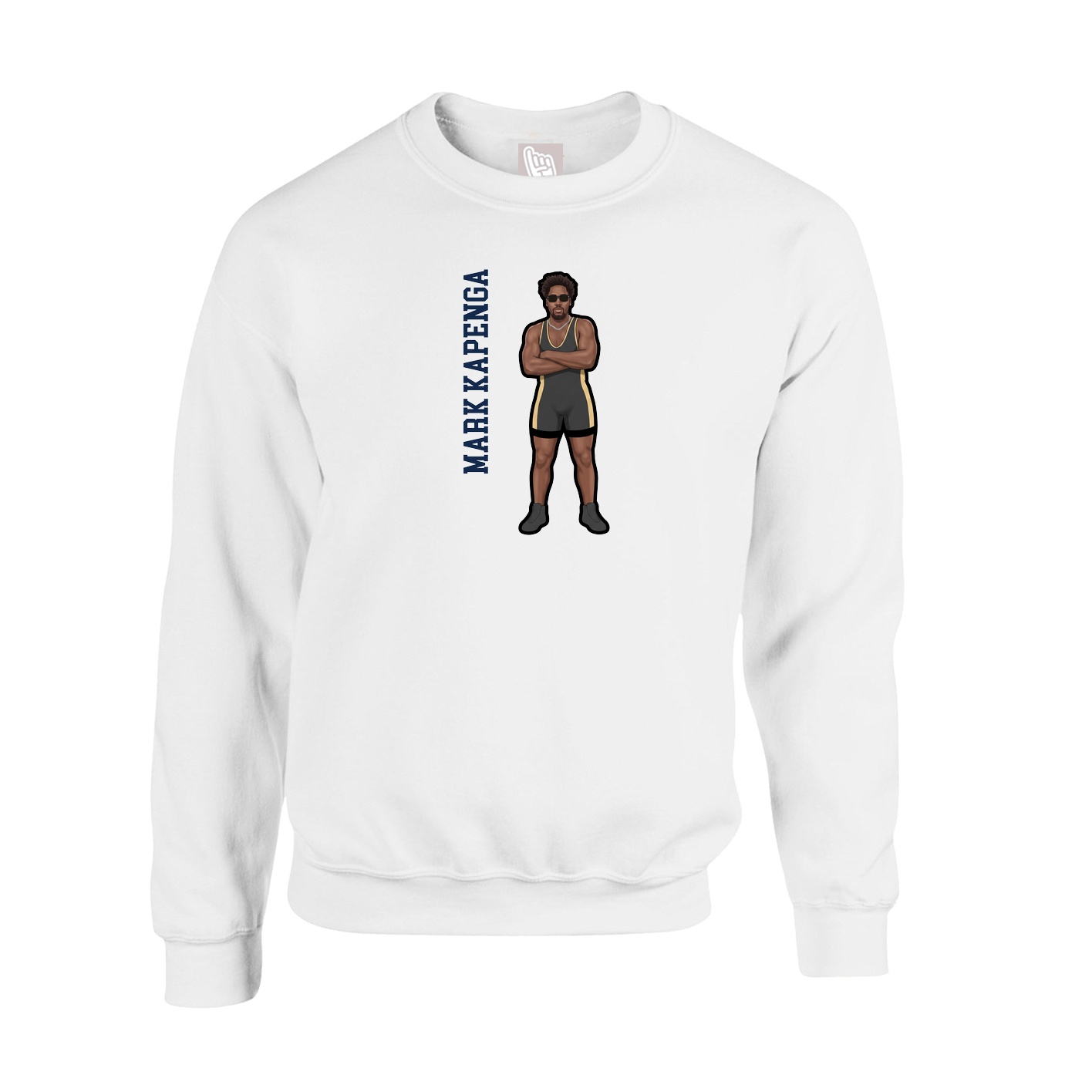 Fleece Crew — Name Vertical in White