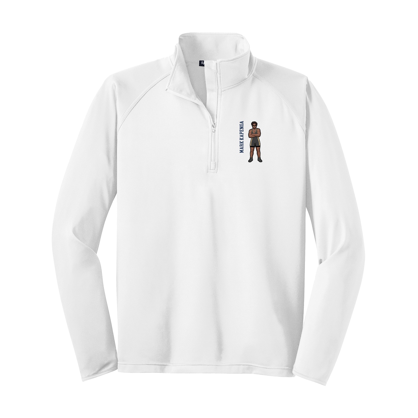 Q-Zip Pullover — Name Vertical in White