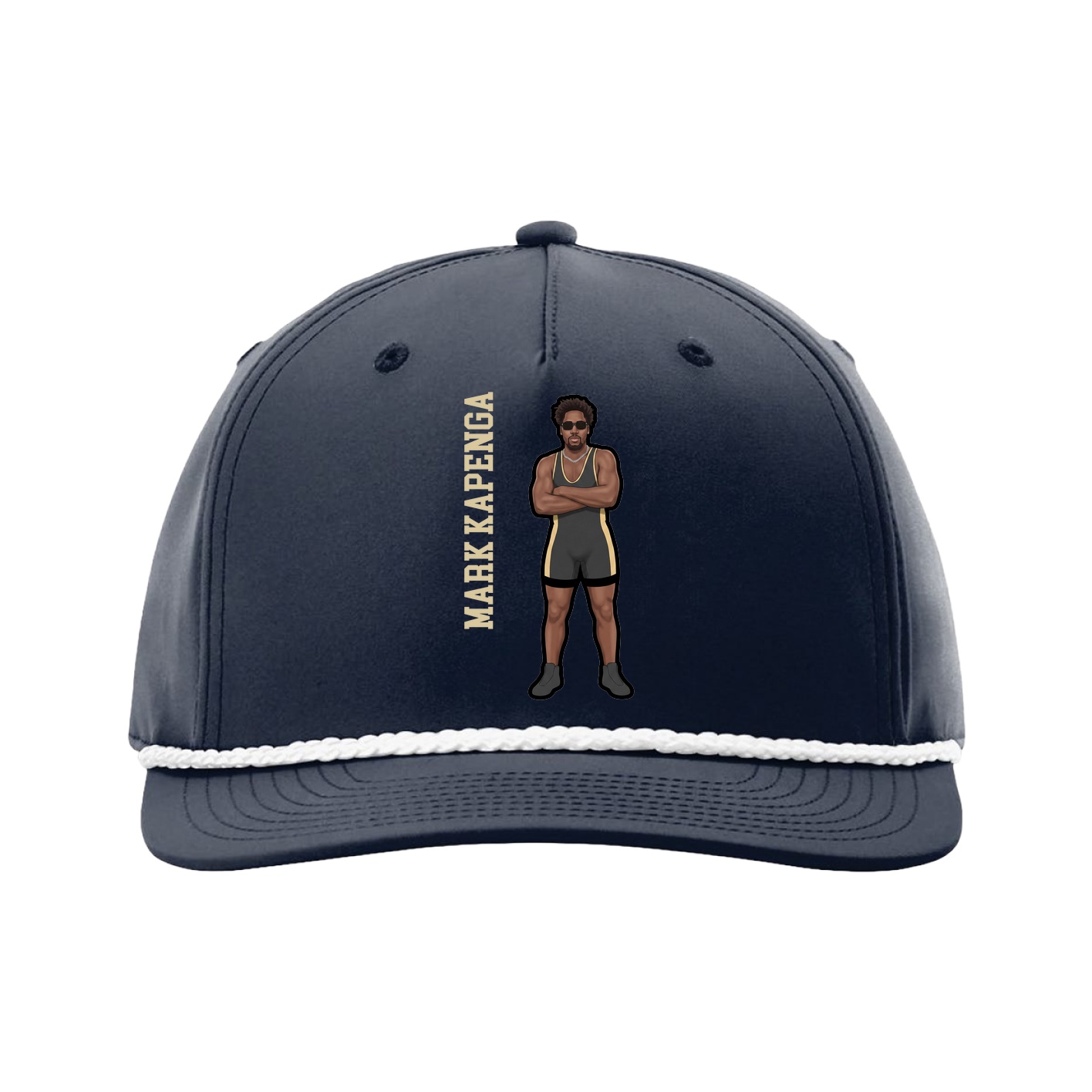 Five-Panel Classic Rope Cap — Name Vertical in Navy